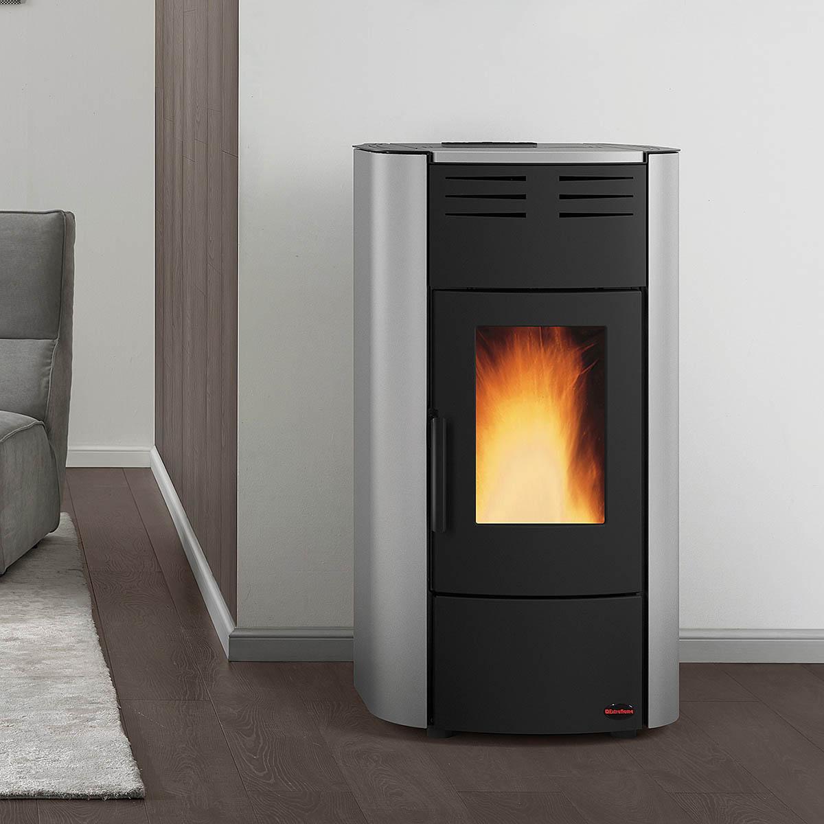 Pelletofen wasserführend Extraflame Raffaella Idro H15 5.0.16 mit 19 kW - Verkleidung: grigio luce