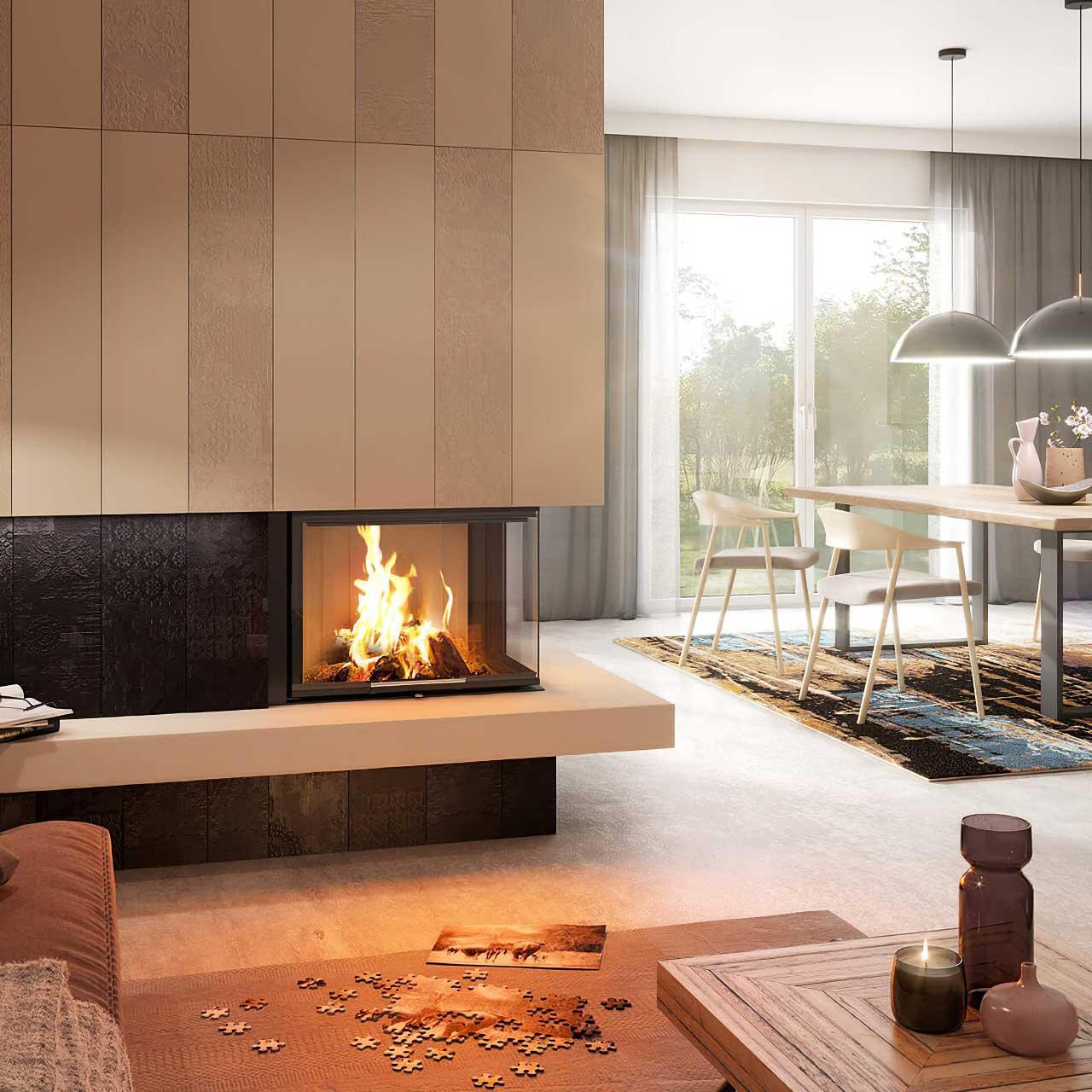 Kamineinsatz Spartherm Varia 2R-68h, L-Form-Kamin 9,6 kW - Ausführung: Abgasanschluss Ø 250 mm