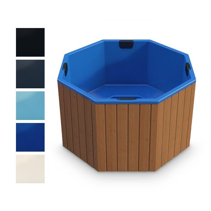 Hot Tub AA-Kaminwelt Badefass achteckig mit Kunststoffeinsatz ohne Ofen - Farbe: RAL 5010 - Größe: 1,8x1,8 m
