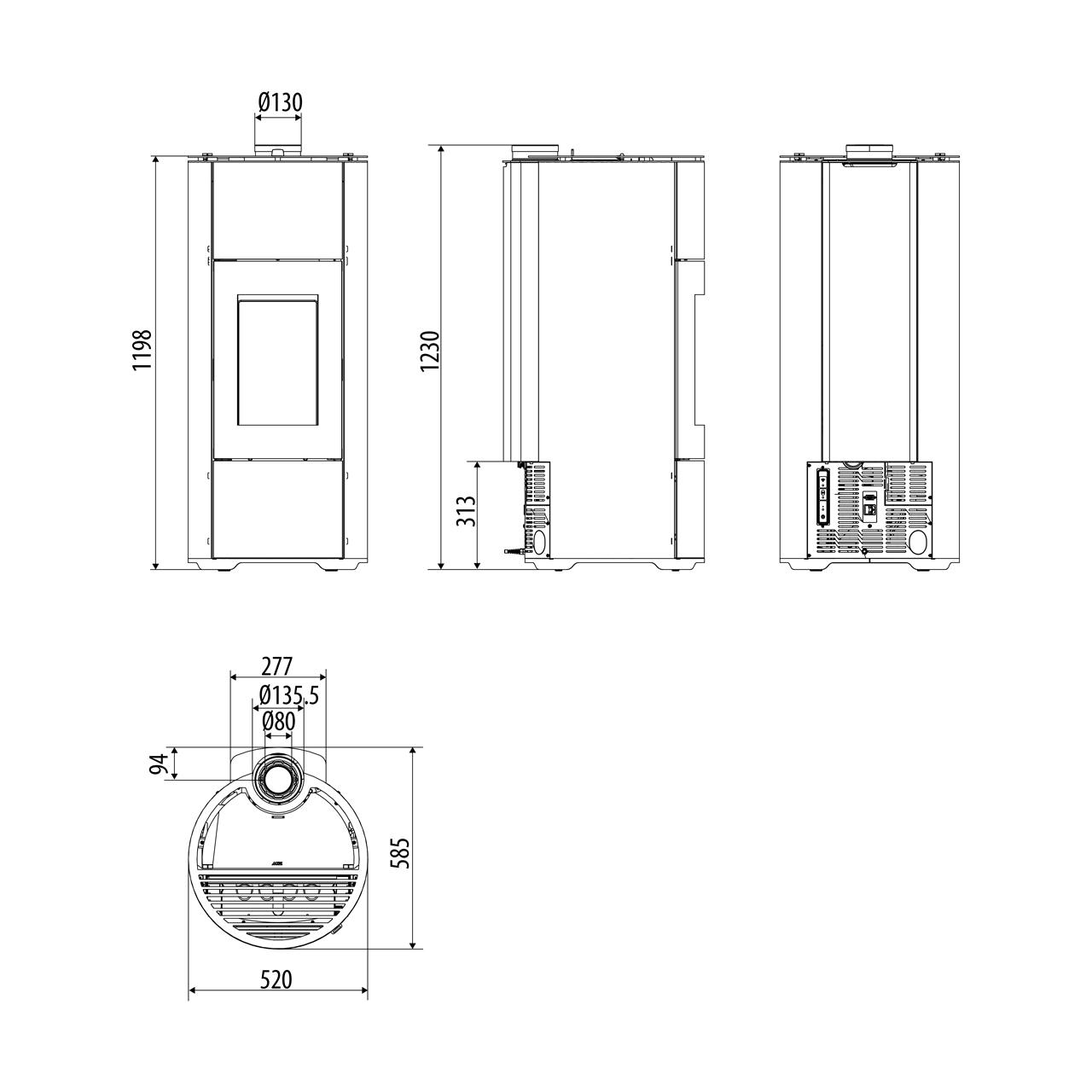 Pelletofen MCZ Halo Air 8 XUP! 8,1 kW - Ausführung: 315 Aluminium metal