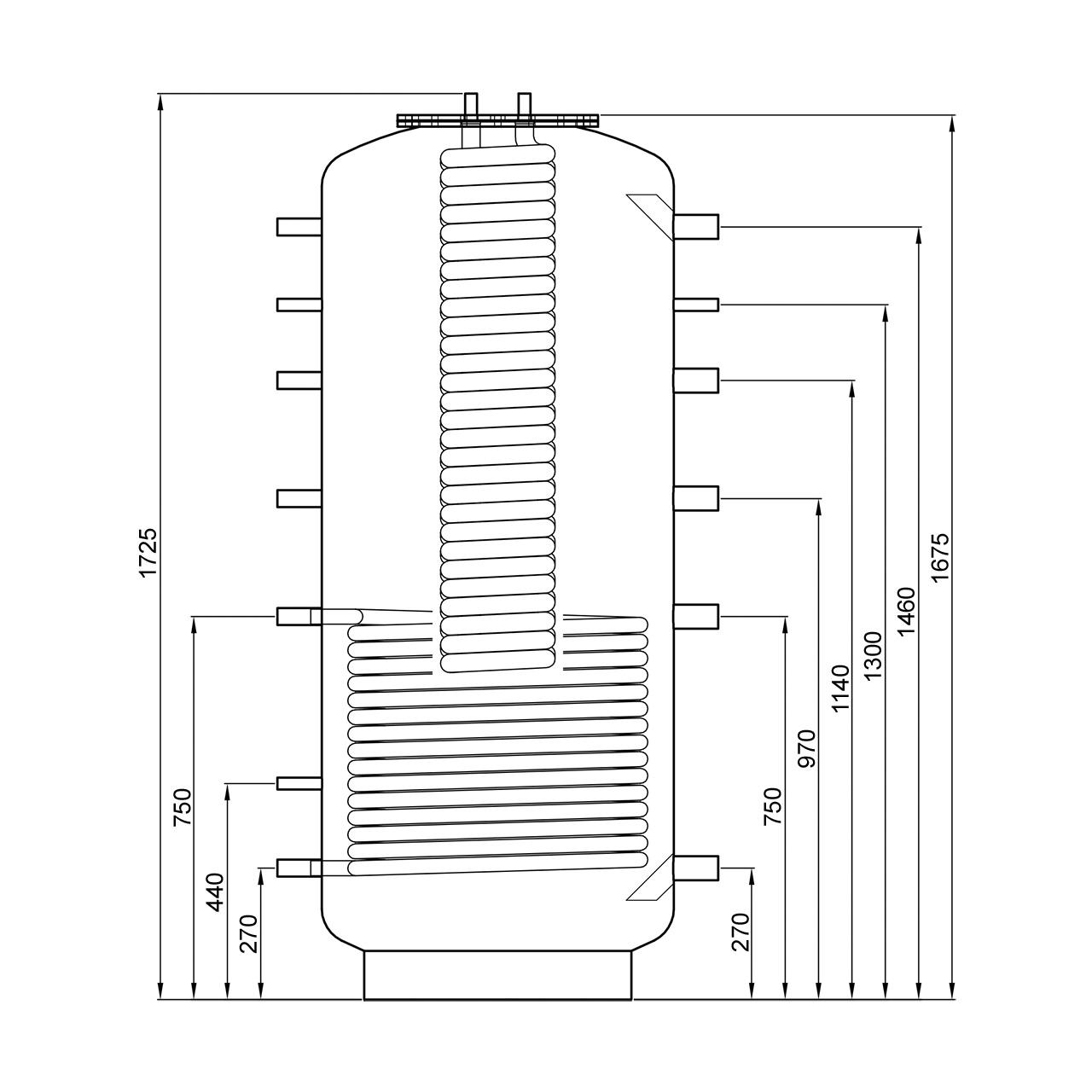 Hygienespeicher TWL Typ KER 500 l mit Wärmetauscher