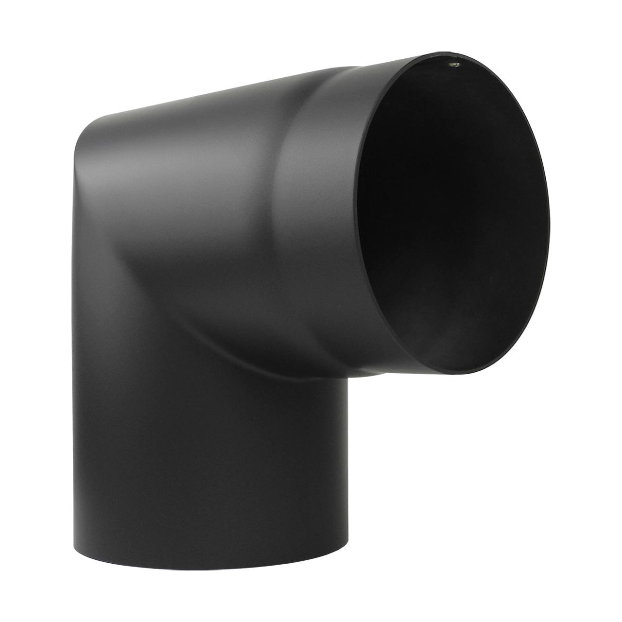 Ofenrohr Bogen 2tlg. starr geschliffen mit Tür DN 150 mm 90° Schwarz
