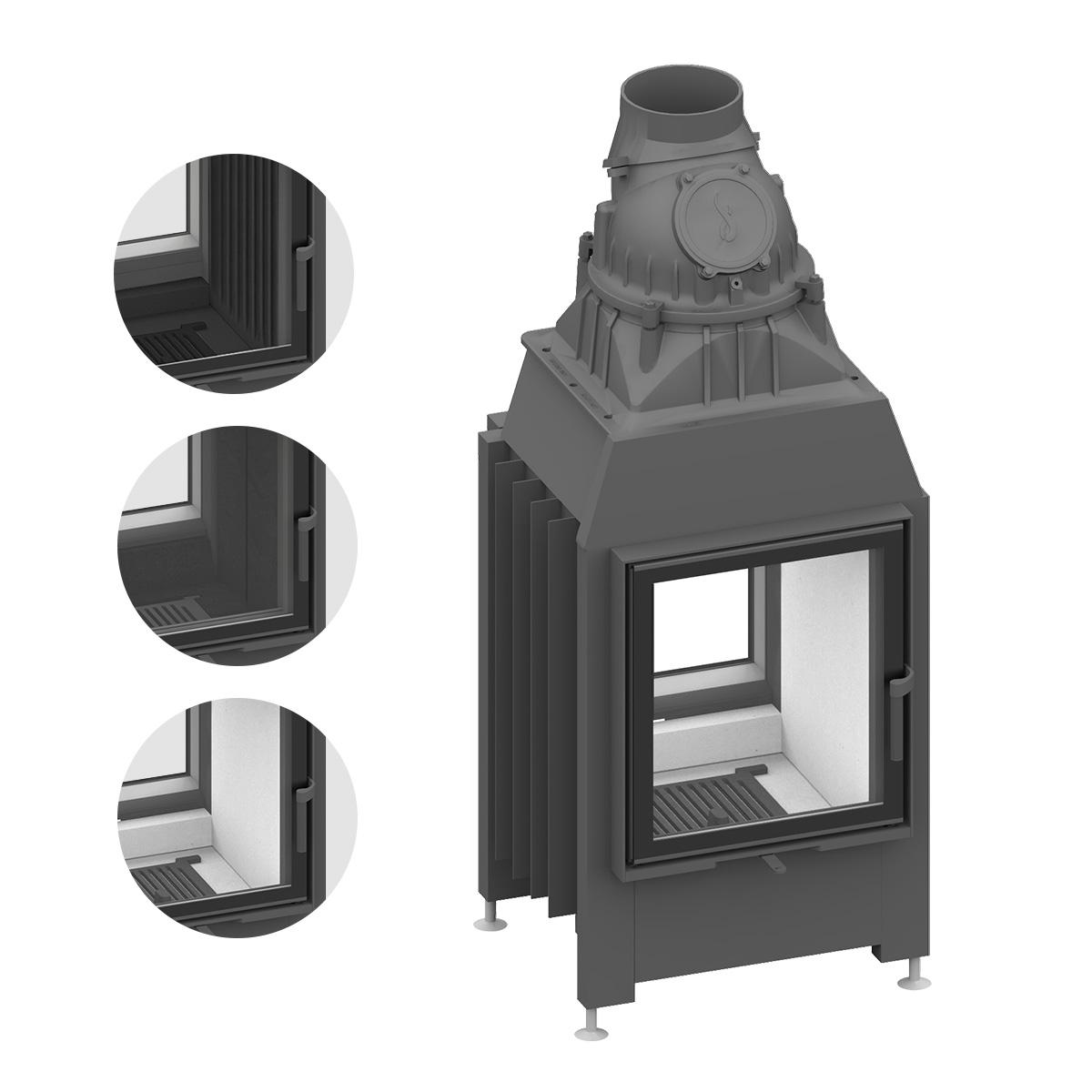 Tunnel-Kamineinsatz Schmid Lina TV 45 s/s mit 7 kW