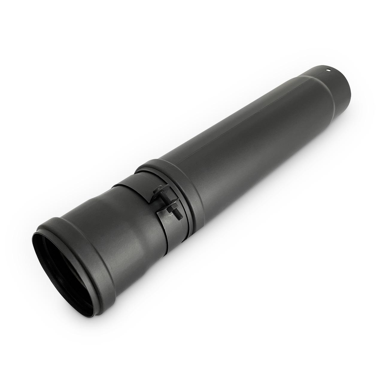 Teleskop Pelletofenrohr DN 80 mm 410 - 610 mm Schwarz 1,2 mm Stahl
