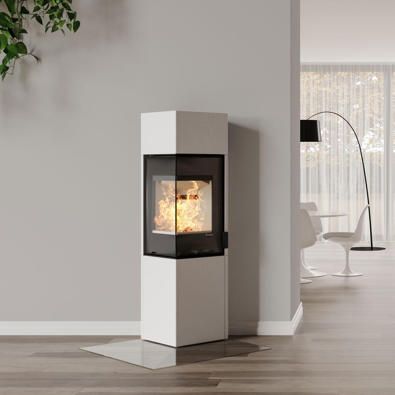 Kaminofen Nordpeis Quadro Colorado White Exclusive 6 kW - Ausführung: Colorado White Exclusive High