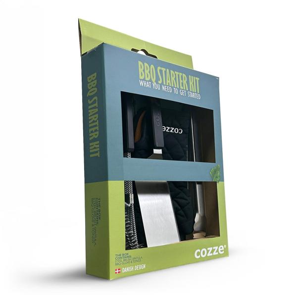 Cozze BBQ Starter Kit - Stahlbürste, Spatel, Zange & BBQ-Handschuh
