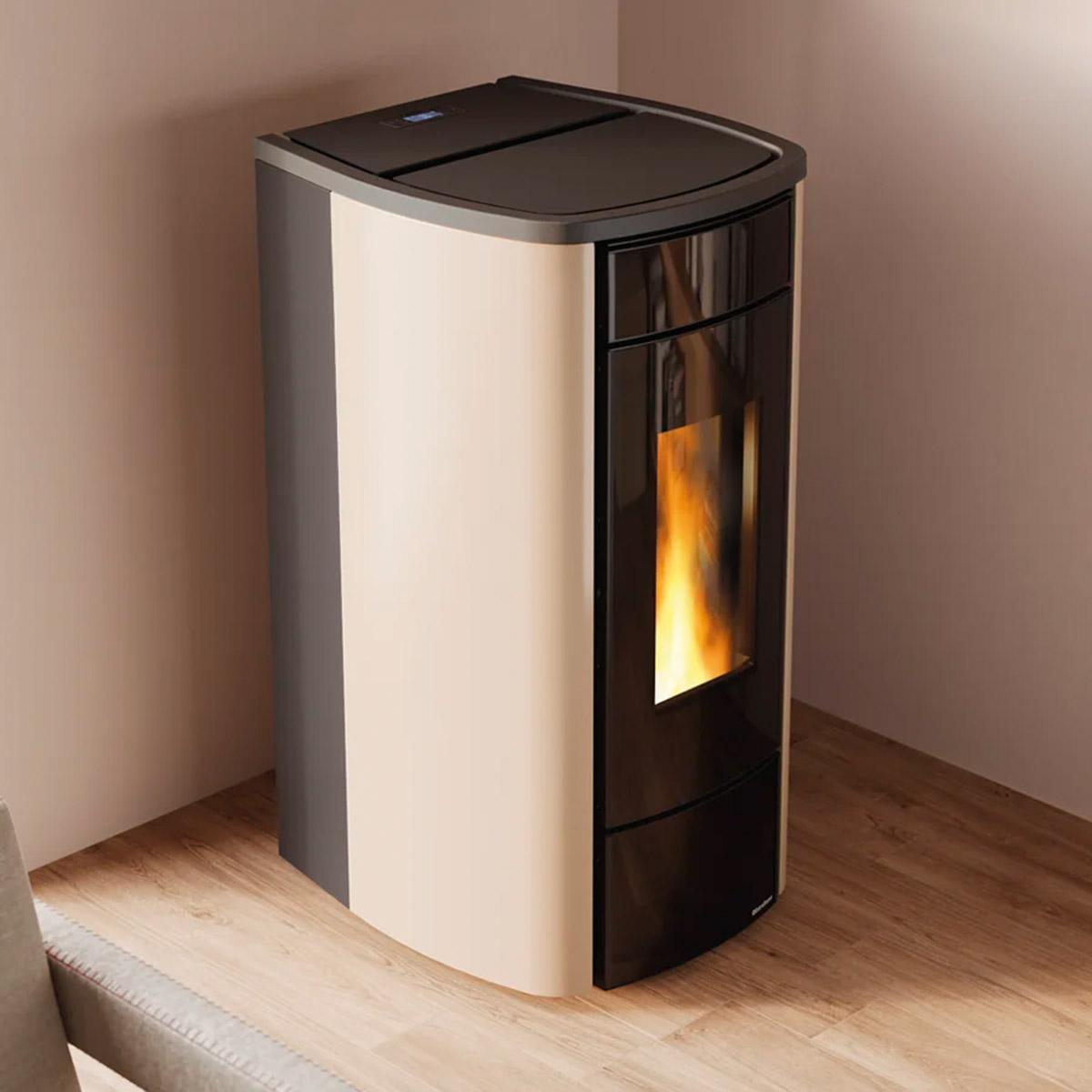 Pelletofen wasserführend Extraflame Evolution Line Miriana Idro H16 mit 18,4 kW - Verkleidung: taupe matt
