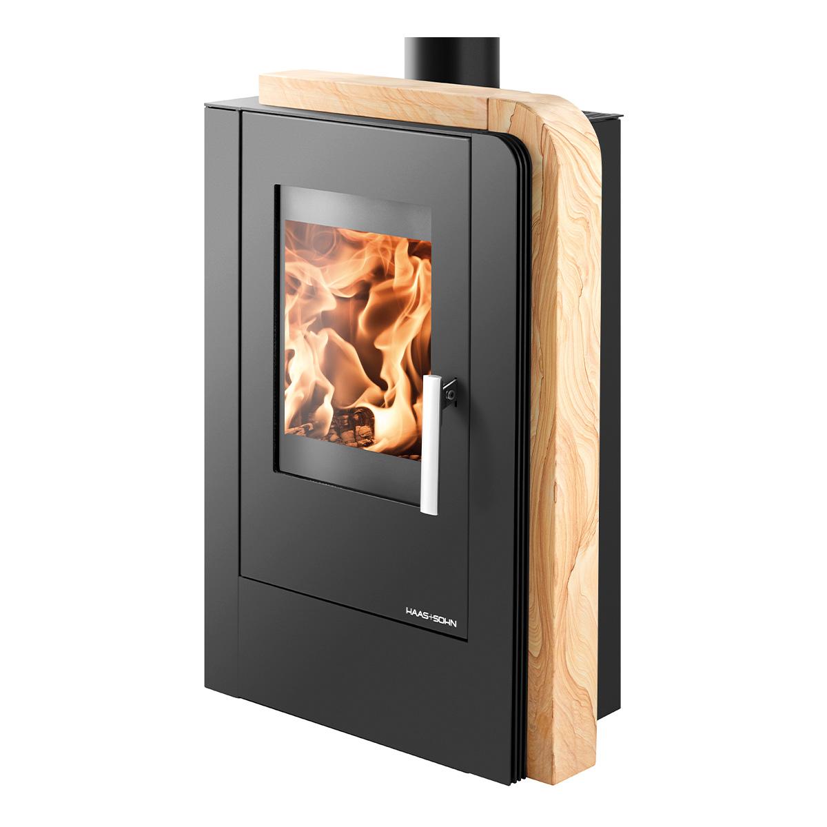 Kaminofen Haas und Sohn Aruba easy 6,3 kW - Verkleidung: Woodstone (Sandstein)