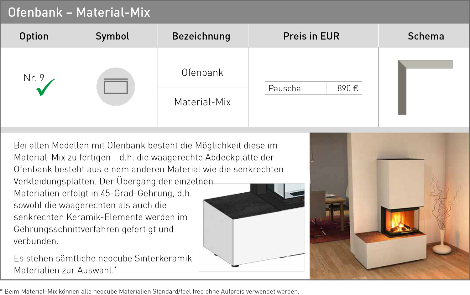 Ofenbank Material-Mix Ofenbank Material-Mix