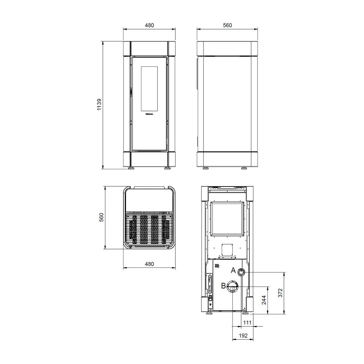 Pelletofen Extraflame Evolution Line Sinfony mit 11 kW - Verkleidung: taupe glänzed