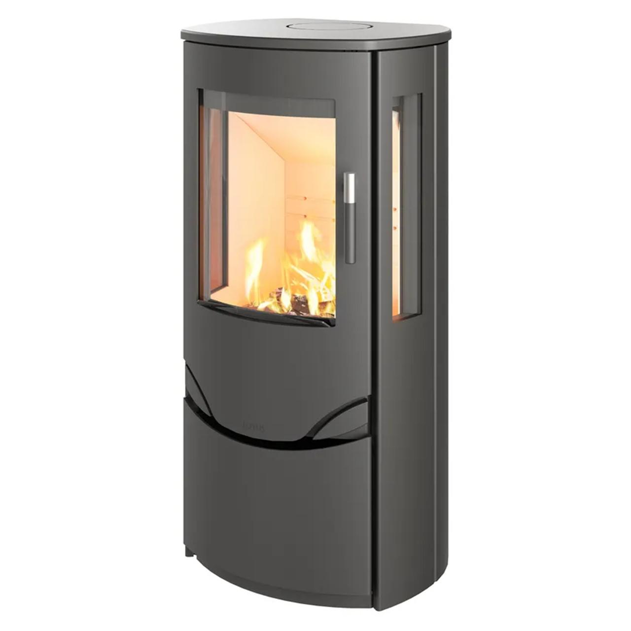 Kaminofen Lotus Prio 6, 6 kW - Ausführung: Stahl mit Seitenglas, Korpus Grau