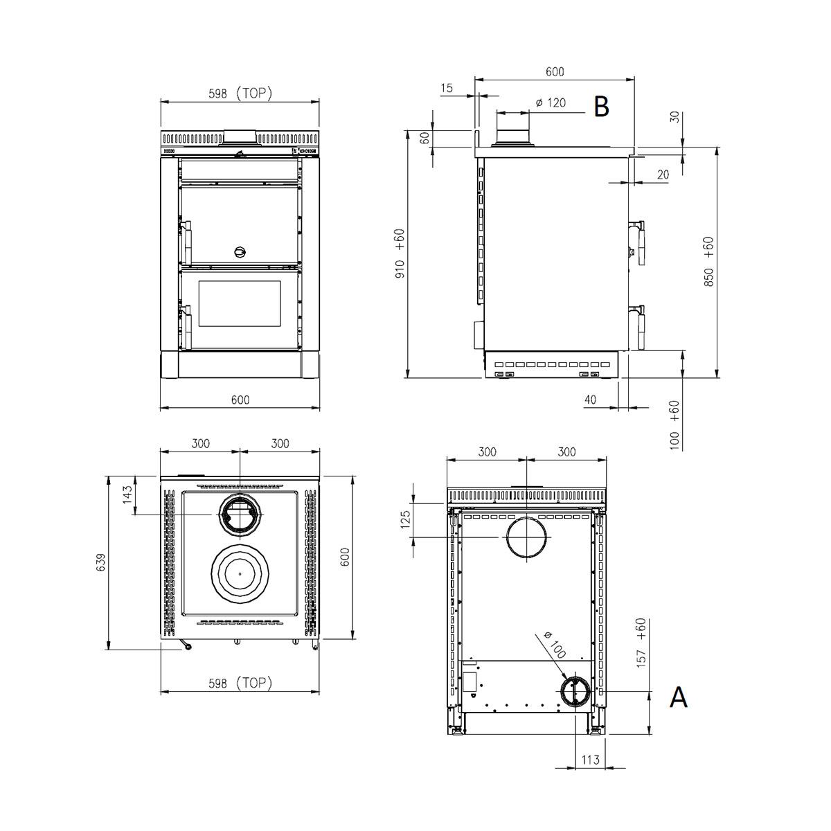 Küchenofen La Nordica Vicenza.16 mit 6 kW - Verkleidung: Stahl anthrazit