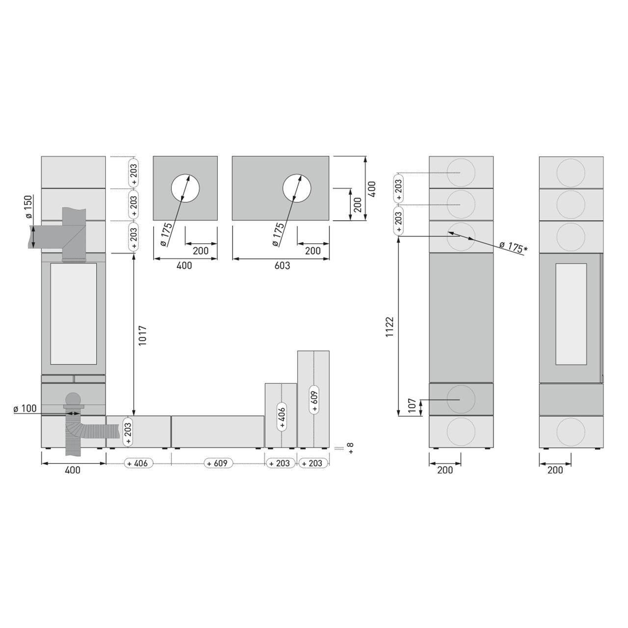 Kaminofen Skantherm Elements 400 3S 2.0, 8 kW inkl. Basis-Box