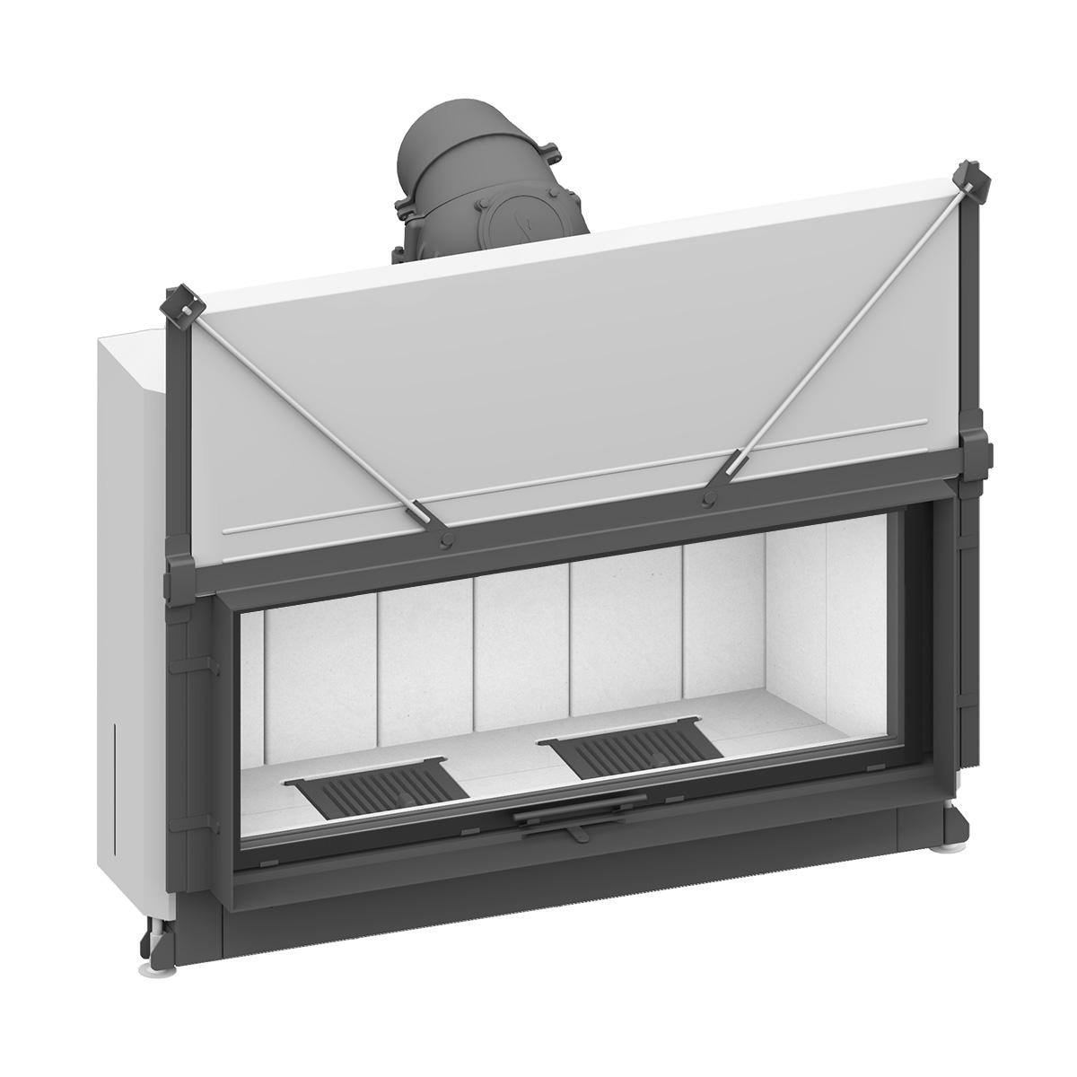 Kamineinsatz Schmid Lina 120 h mit 10 kW - Türhöhe: 51 cm - Brennraumauskleidung: Schamotte Weiß - modulares Blendrahmensystem: ja