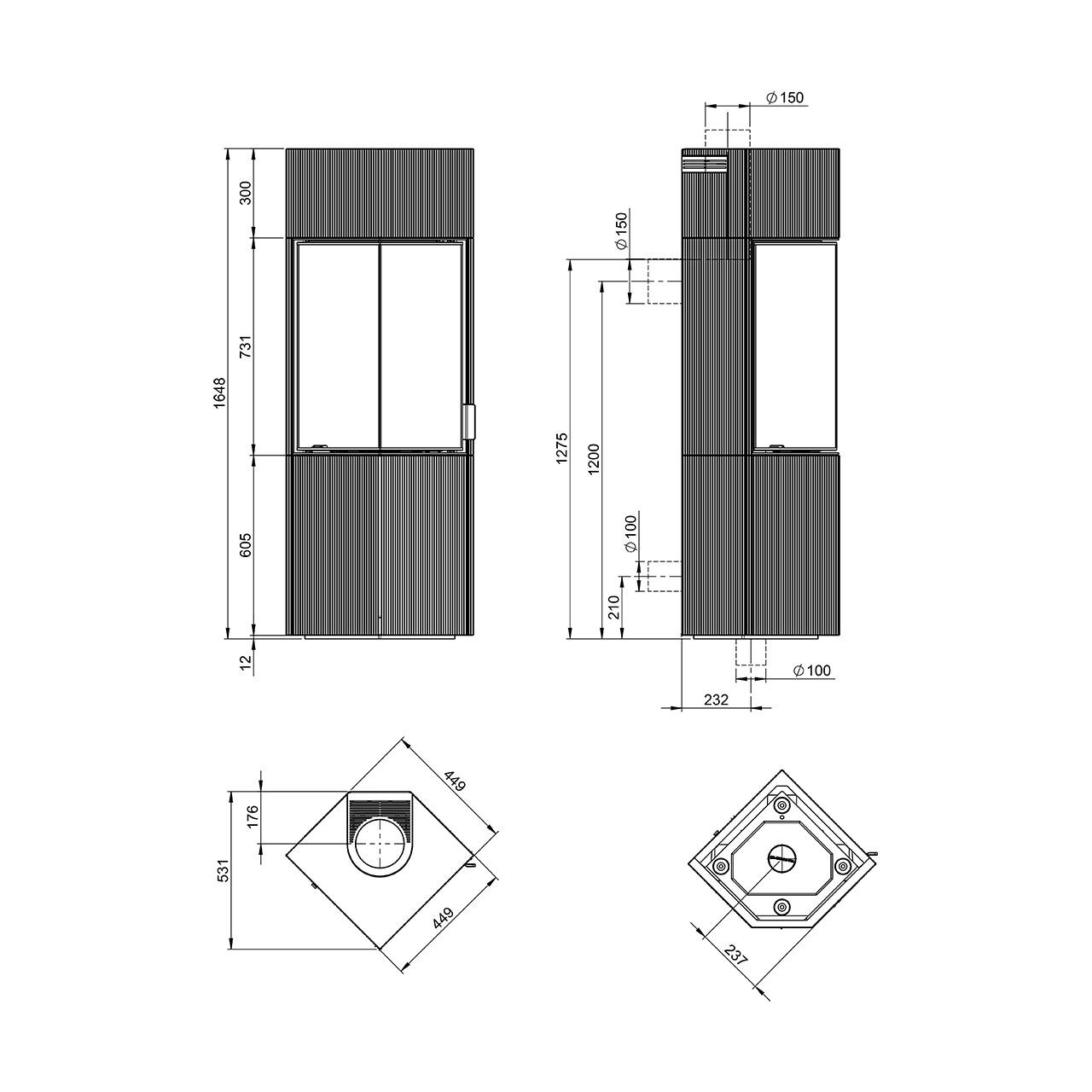 Kaminofen Nordpeis Quadro Colorado White Exclusive 6 kW - Ausführung: Colorado White Exclusive High