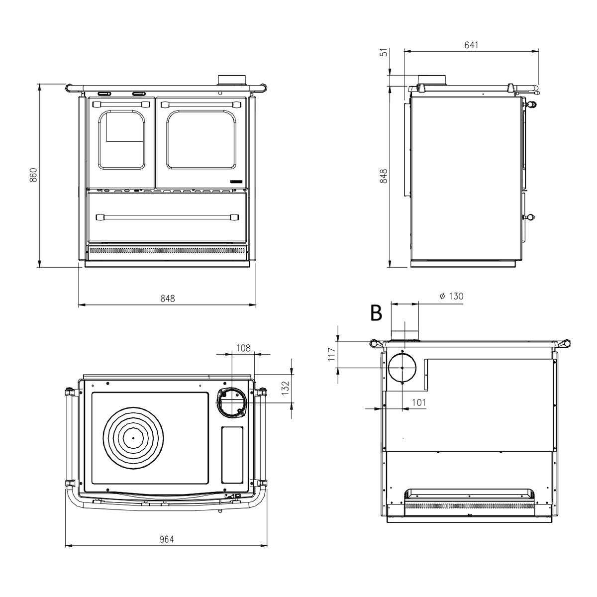 Küchenofen La Nordica Sovrana Easy Evo 2.0 mit 7,5 kW - Verkleidung: Stahl anthrazit
