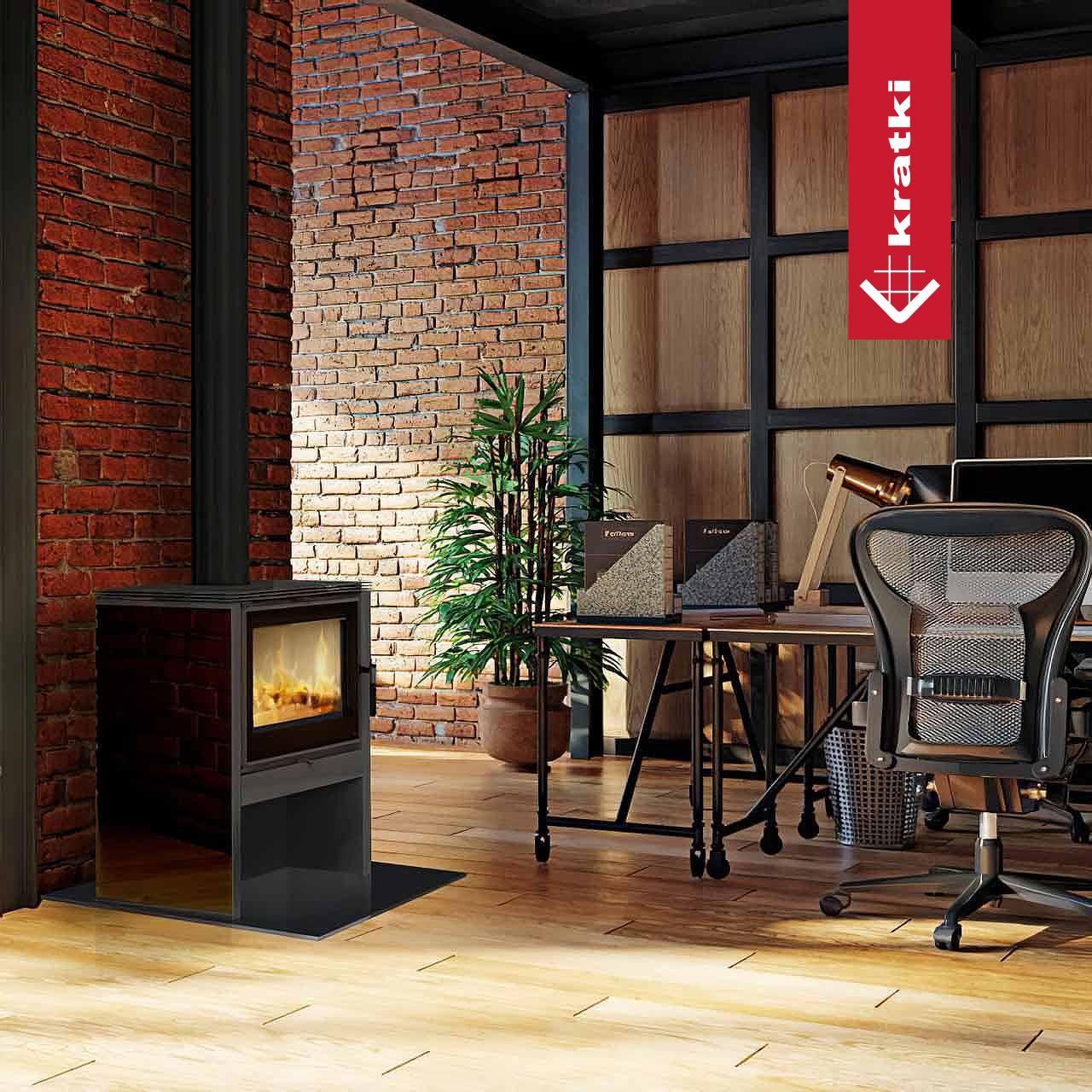 Kaminofen Kratki JUNO/12, 12 kW - Seitenverkleidung: Schwarz
