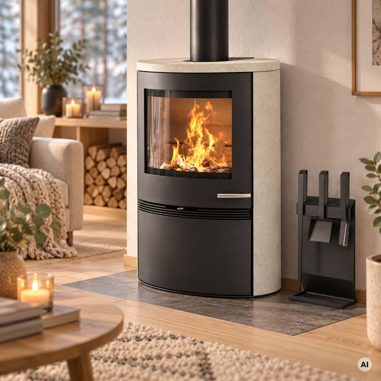 Kaminbesteck Termatech Edge Stand, 3tlg. mit Beesen, Schaufel & Schürhaken