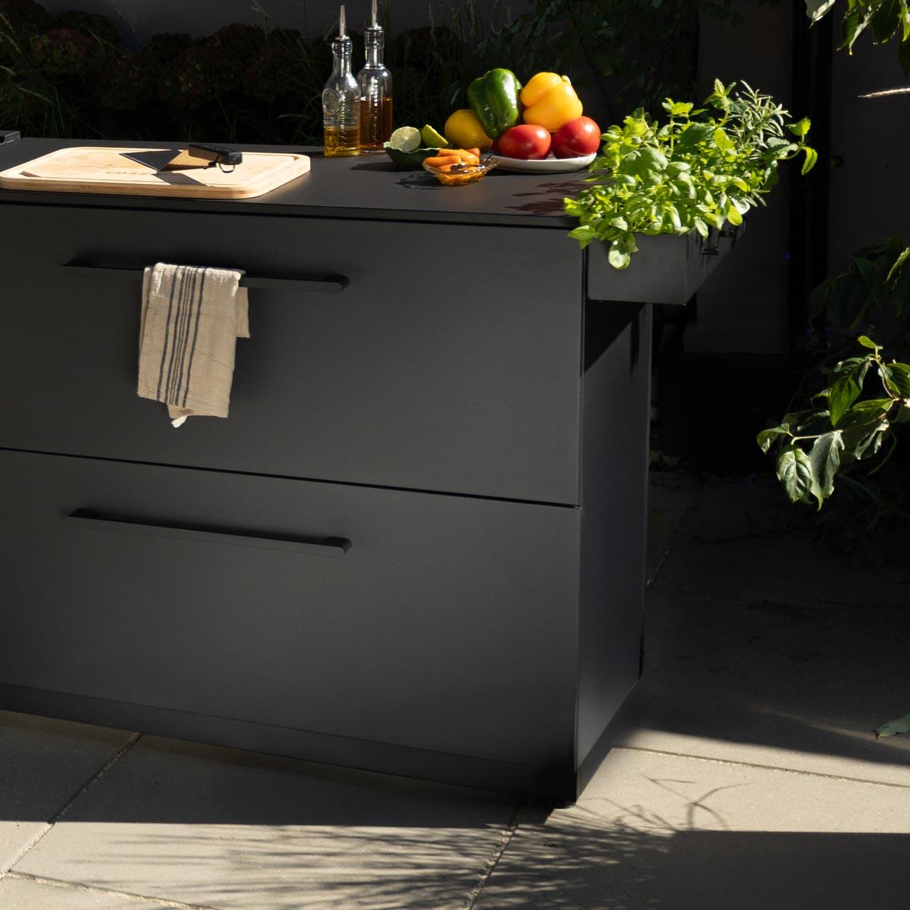 Outdoorküche Cozze Elements mit Combo 900 Plancha Grill und Spülmodul, Länge 3100 mm