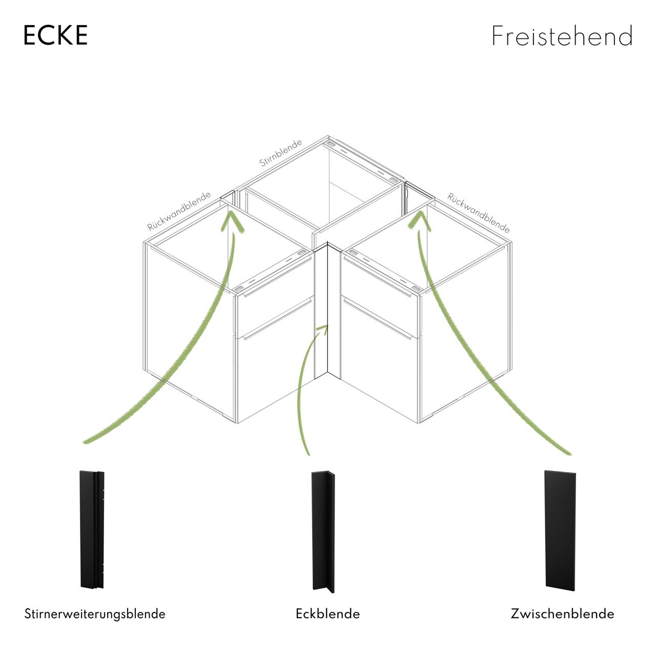 Outdoorküche vivandio elements / Blende Stirn - Ausführung: Stirn Blendenerweiterung  10 cm, mattschwarz