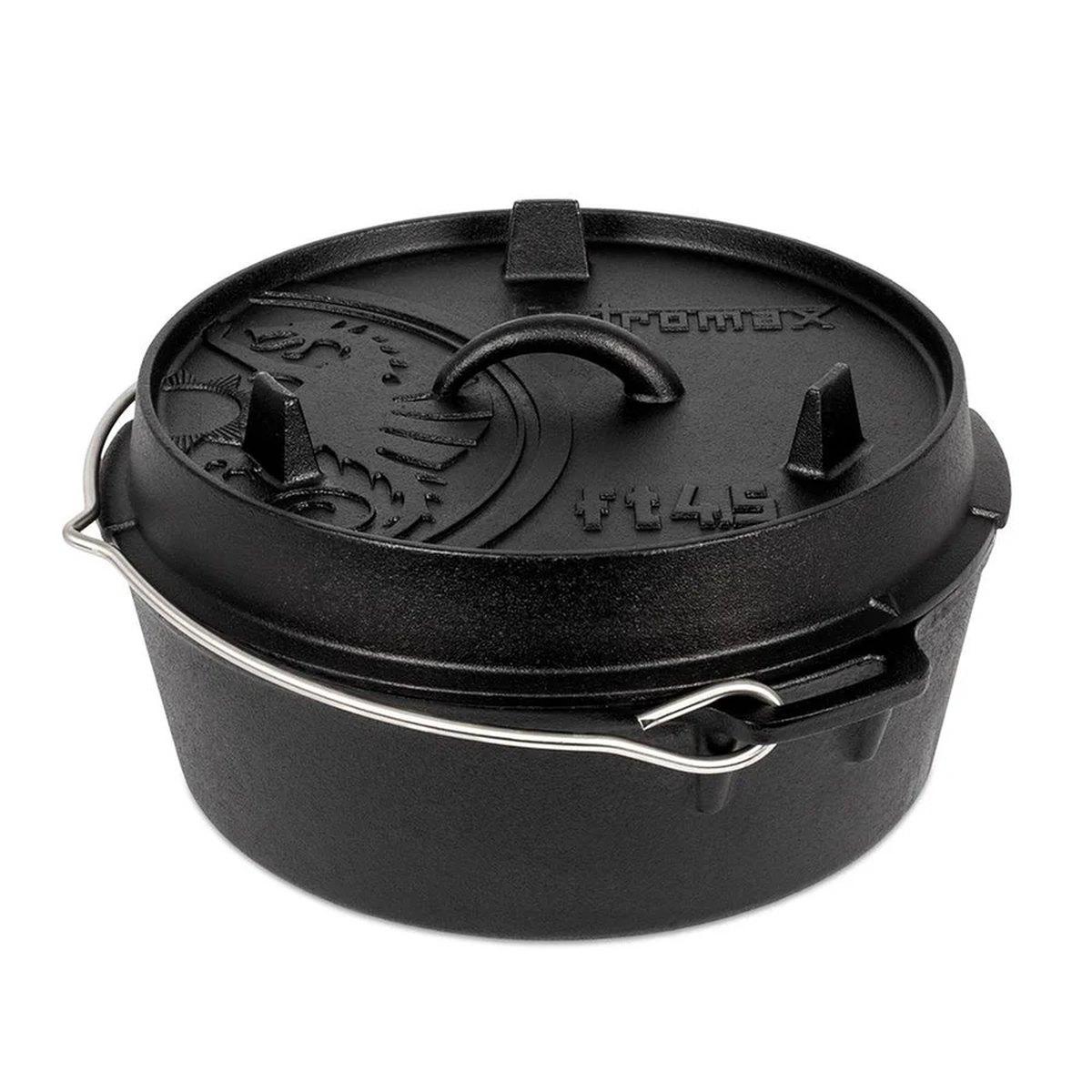Petromax Feuertopf ft4.5 Set inkl. Deckelheber, Schaber & Pflegepaste - Dutch Oven: mit planem Boden