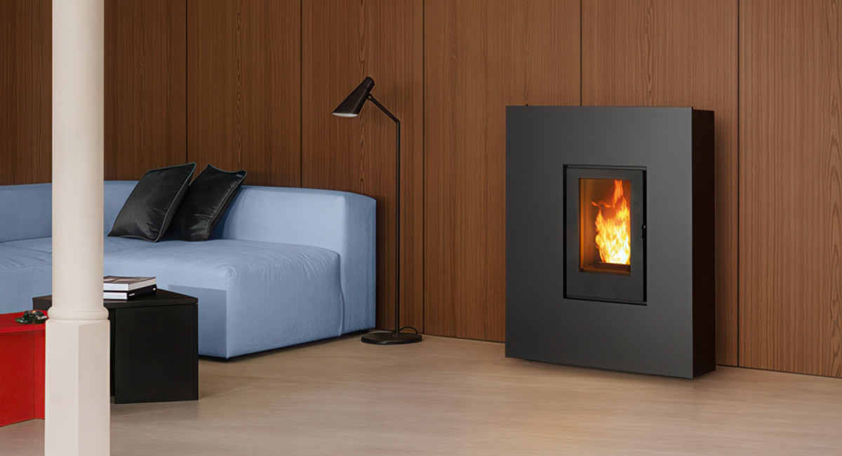 Montagebeispiel, MCZ Rock Comfort Air 8 R 5S Pelletofen MCZ Rock Comfort Air 8 R 5S Montagebeispiel