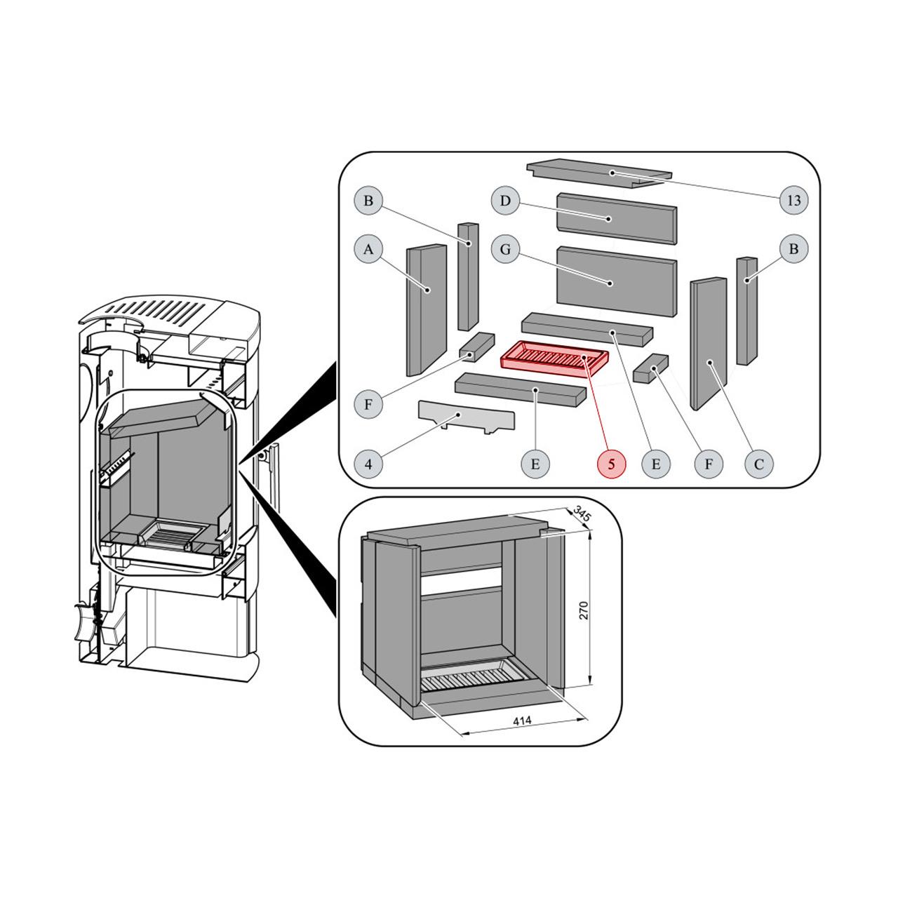Haas und Sohn Kaminofen Rost klein 260x152 Schwarz (0020100130005)