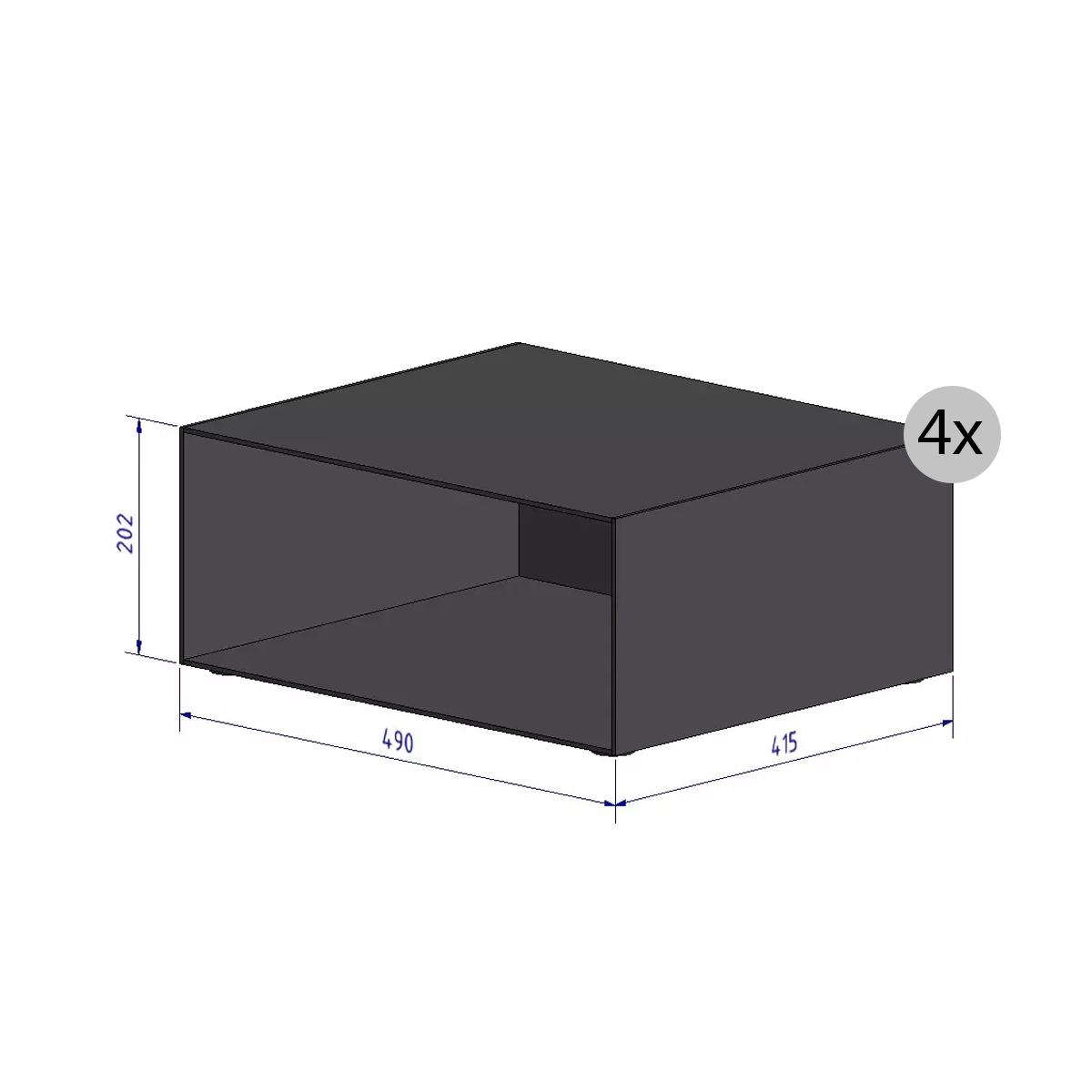 4x Anbaubox (Höhe 205 mm)