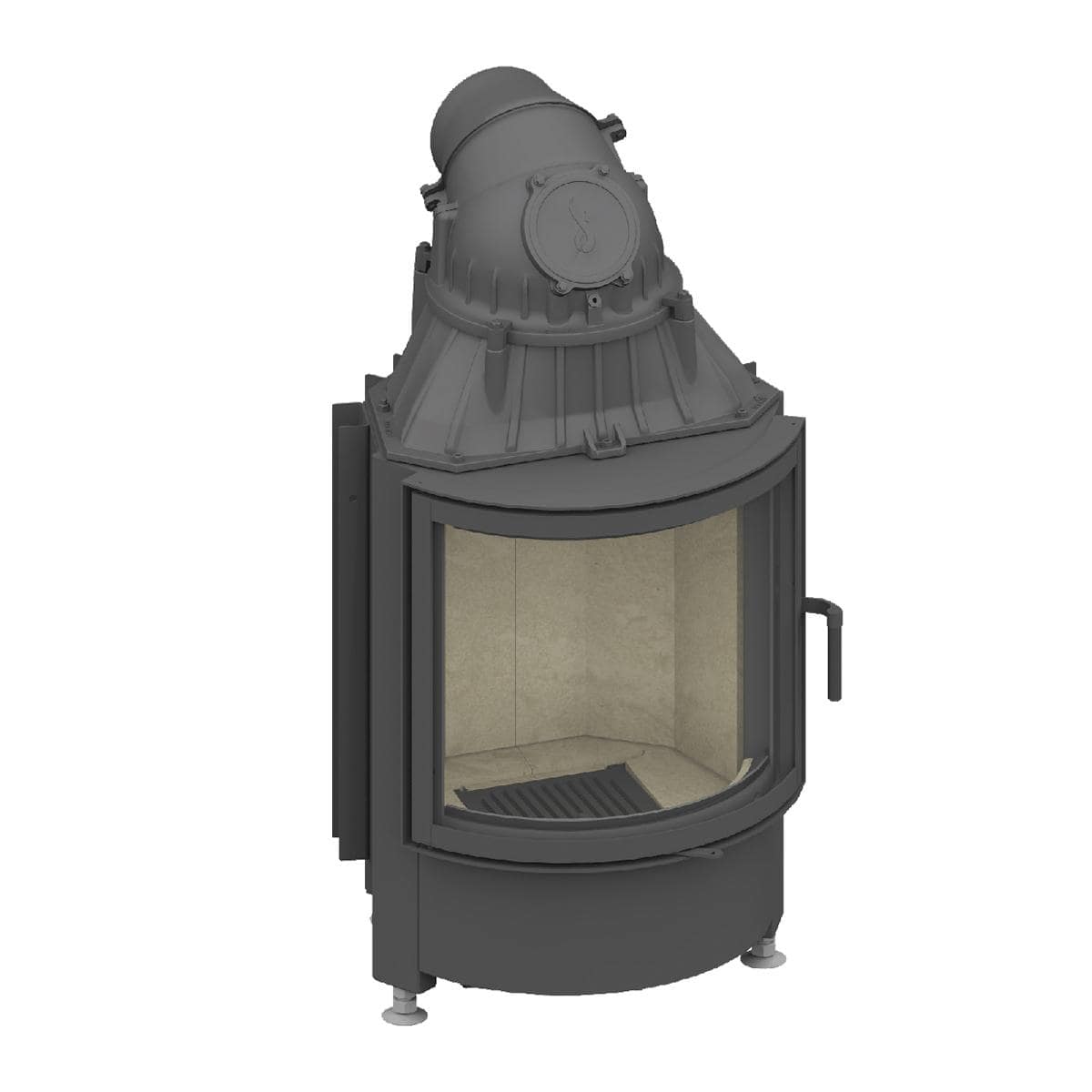 Kamineinsatz Schmid Ronda 55 s mit 7 kW - Türhöhe: 51 cm - Türanschlag: links - Brennraumauskleidung: Schamotte Beige