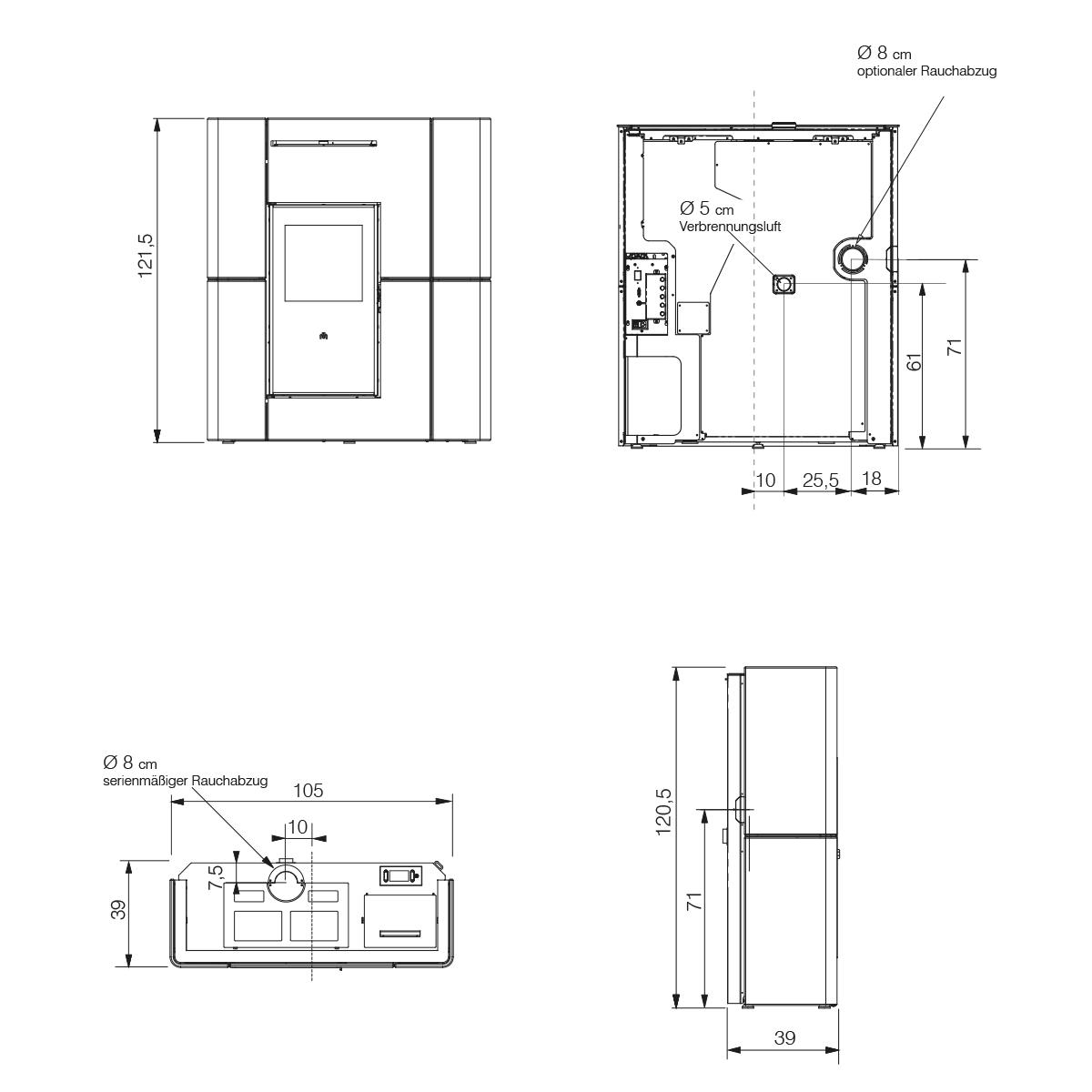 Pelletofen wasserführend Edilkamin Blade2 H 18 Up 19,2 kW - Variante: Stahl Bronze