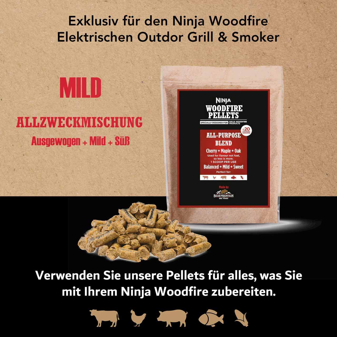 Holz Räucherpellets Ninja Woodfire Pellets - Allzweckmischung 900g Grillpellets