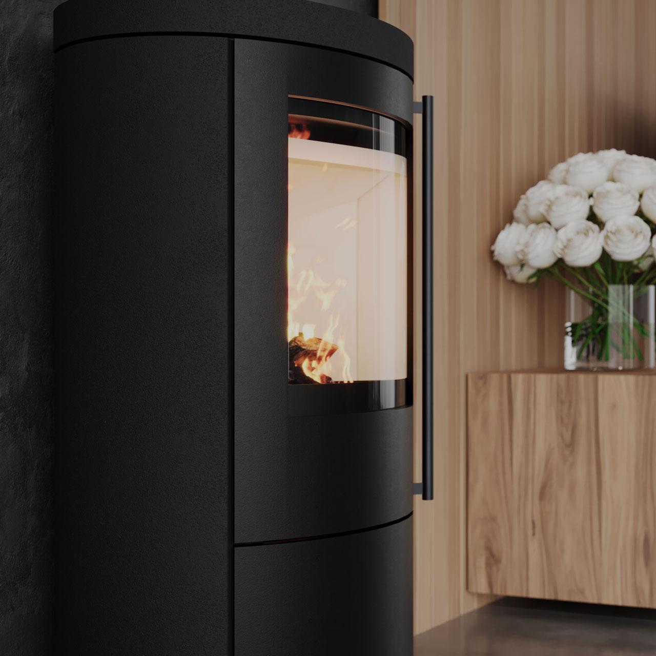 Kaminofen Vaio IQ 33 Naturstein Absolute Black Edition mit 6,3 kW inkl. Kaminbesteck - Ausführung: 1 Topplatte