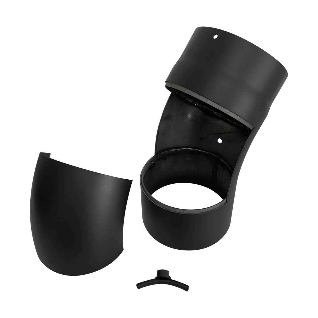 Ofenrohr Bogen gezogen mit Tür DN 130 mm 45° Schwarz