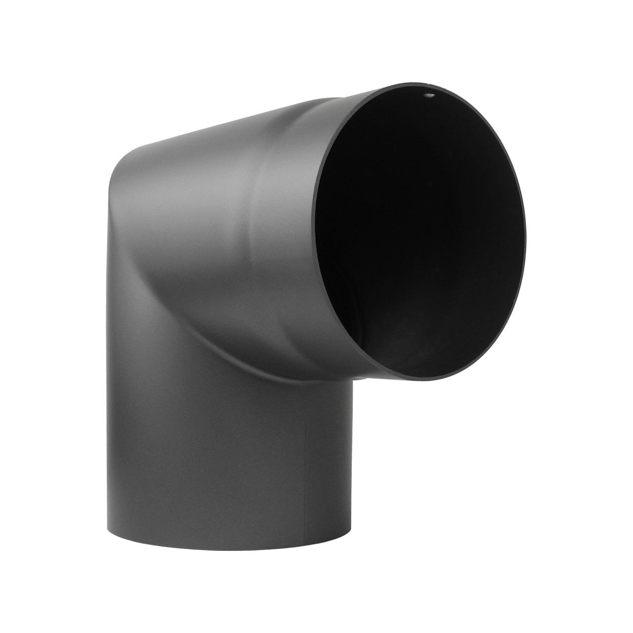 Ofenrohr Bogen 2tlg. starr geschliffen mit Tür DN 160 mm 90° Gussgrau