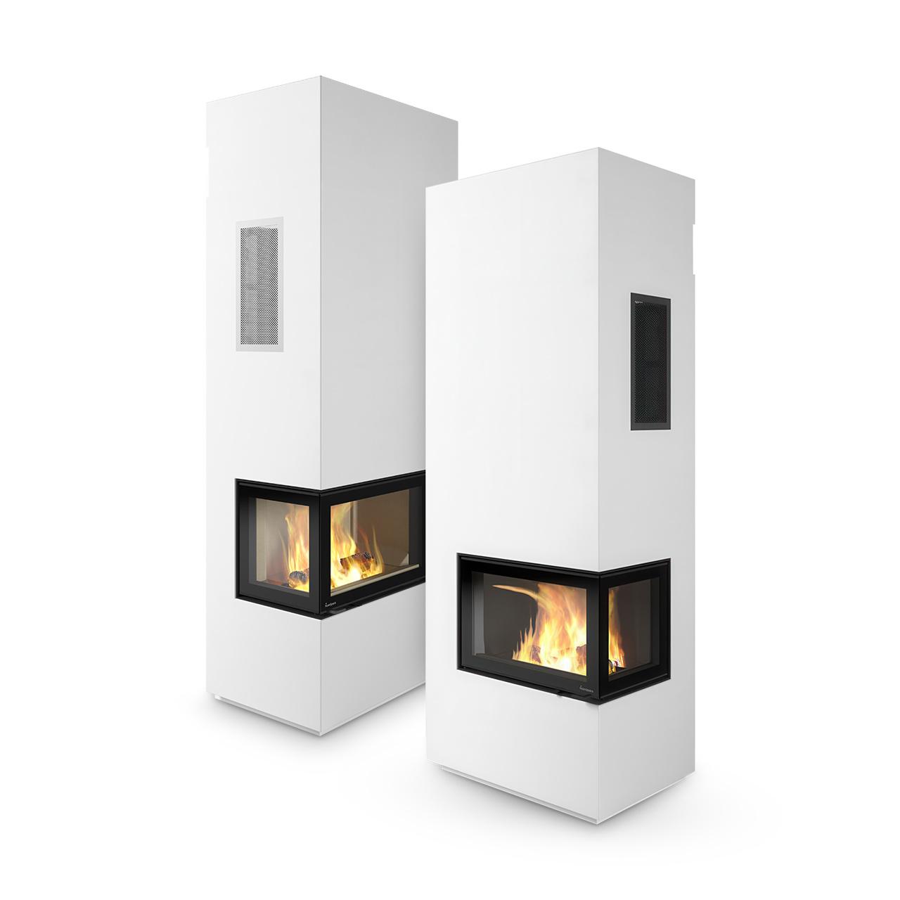 Kaminbausatz Nordpeis Davos A High 8,9 kW - Ausführung: Glas Links - Thermotte: Hell