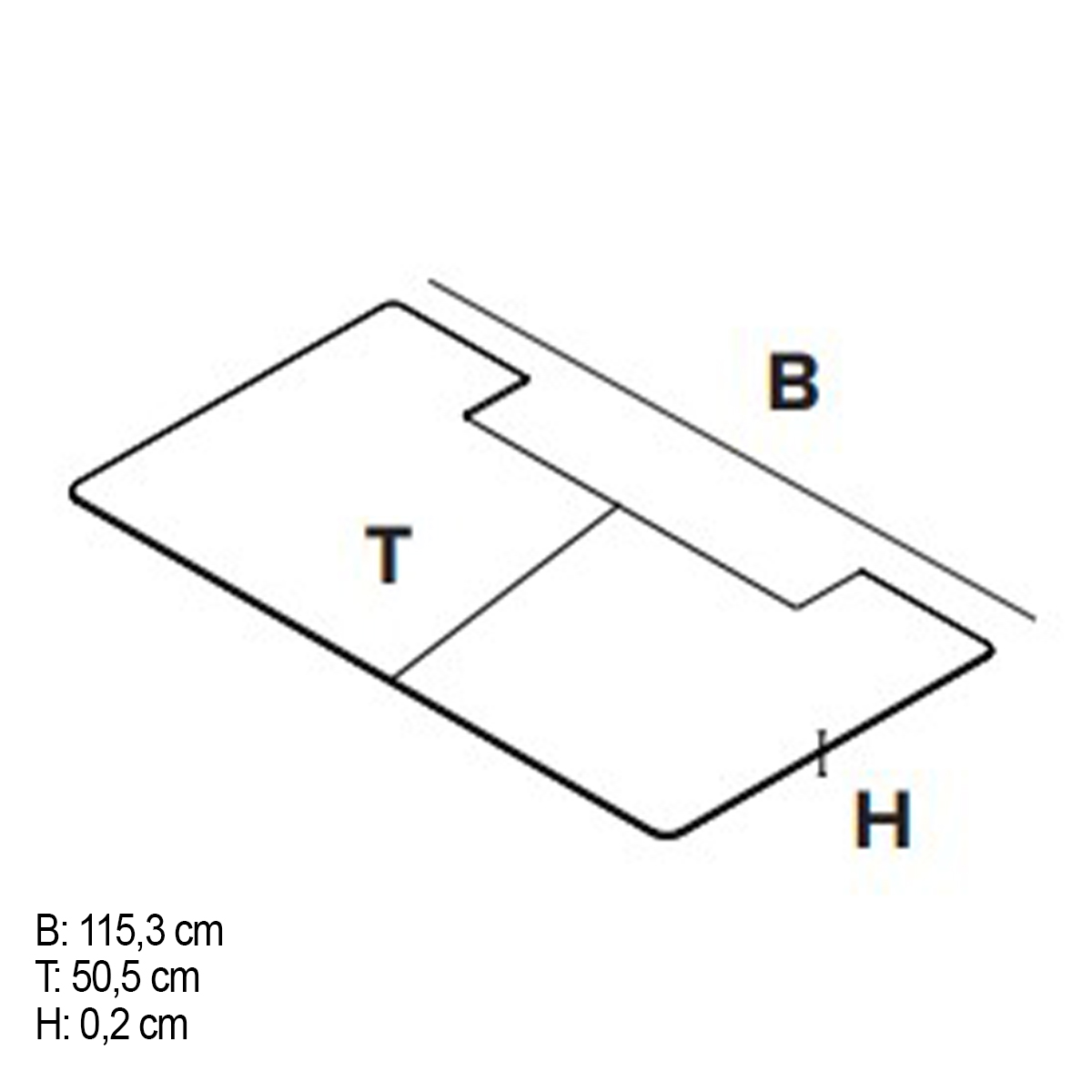 Vorlegeplatte Stahl (B 115,3 / T 50,5 / H 0,2 cm), schwarz