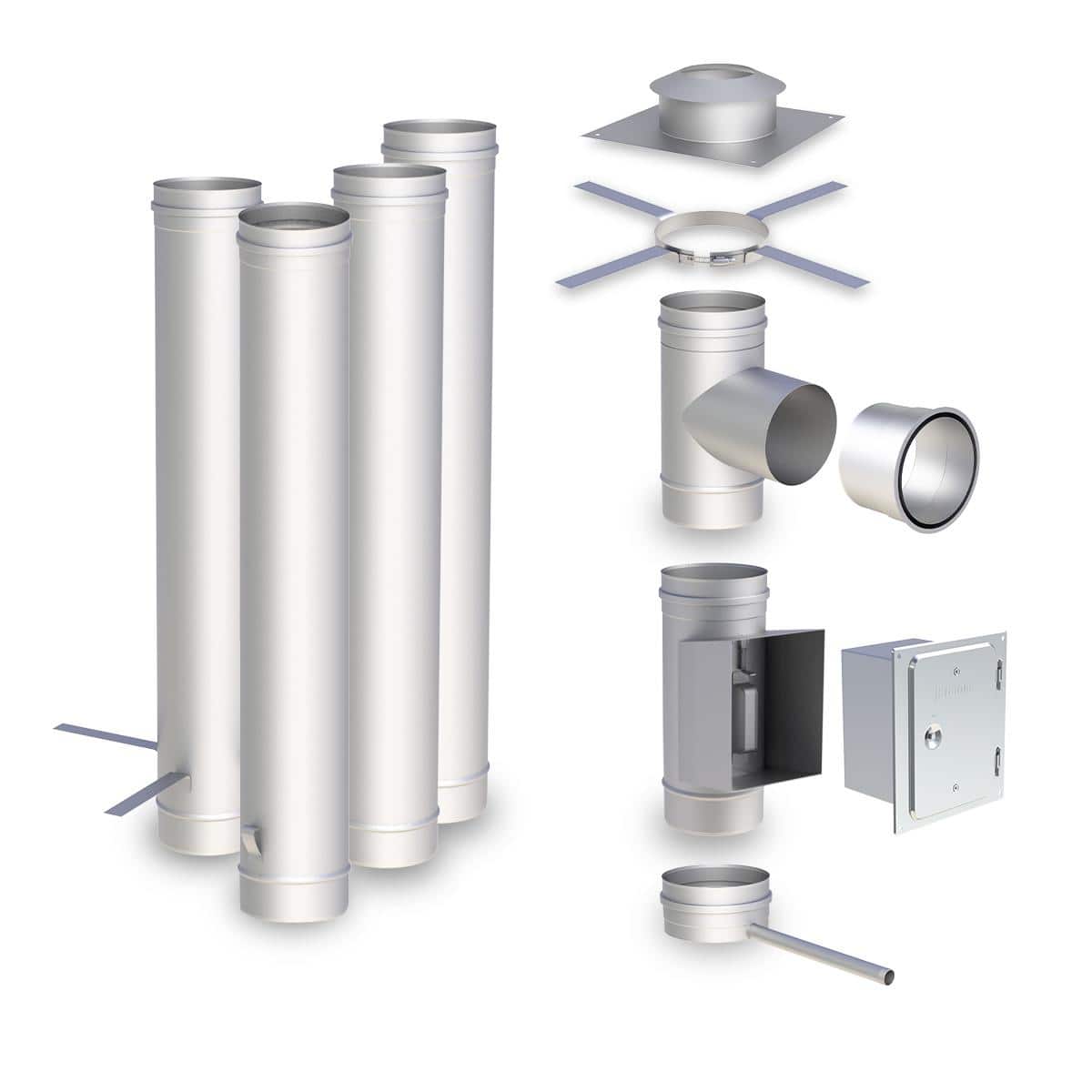 Jeremias EW-FU Edelstahlschornstein-Bausatz einwandig Ø 120 mm - Höhe: 6,3 m