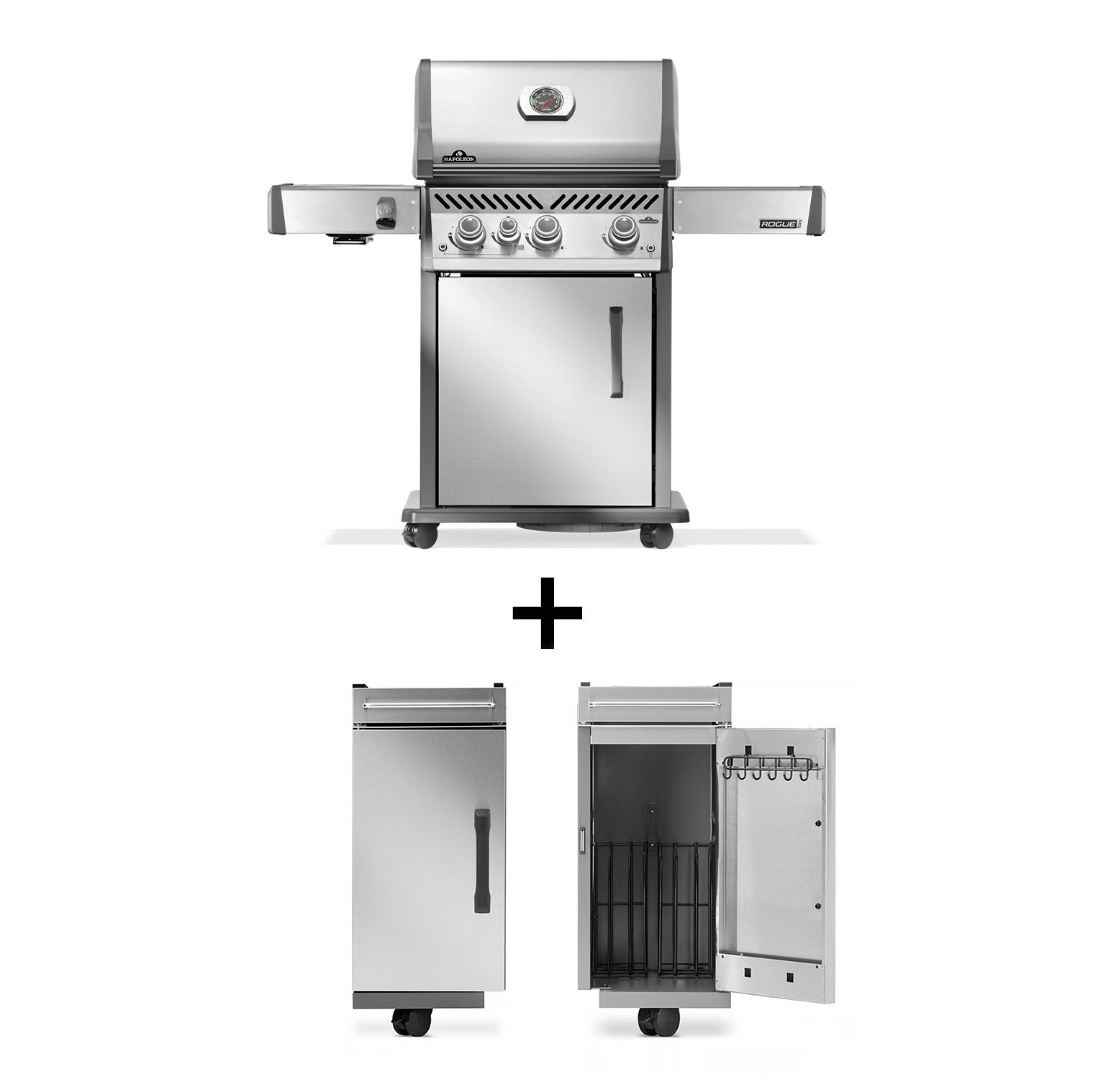 Gasgrill Napoleon Rogue PRO 425 Edelstahl mit SIZZLE ZONE Seitenbrenner (2026) Bundle inkl. 2 Unterschränke