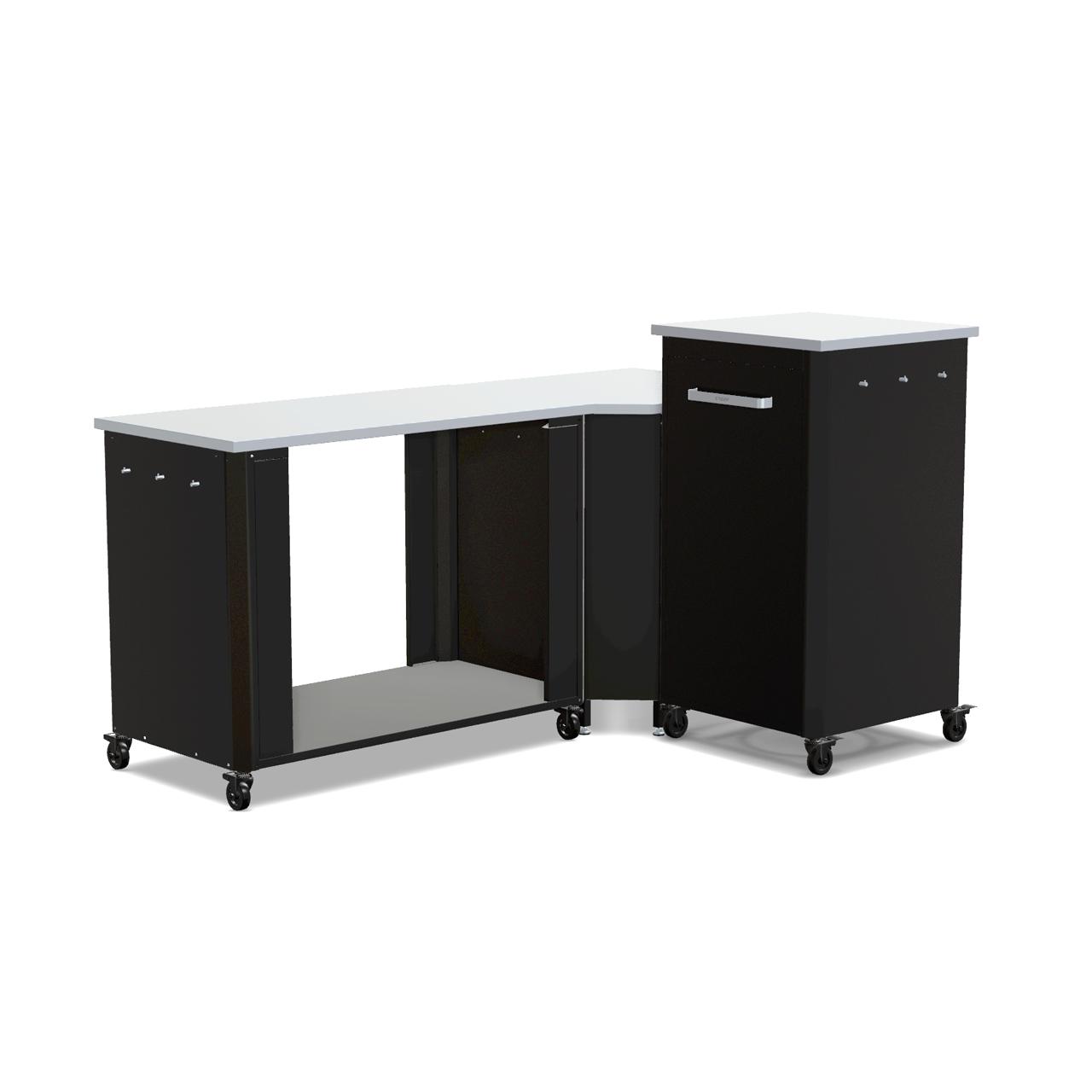 Cozze Outdoorküche Bundle mit Ecktisch, offenem Modul 115 cm & hohem Schrankmodul 60 cm mit Edelstahlplatte