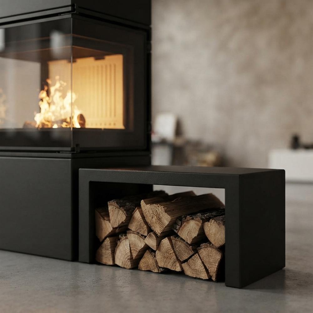 A.Caminetti Seitenbank & Holzlagerfach U-Form