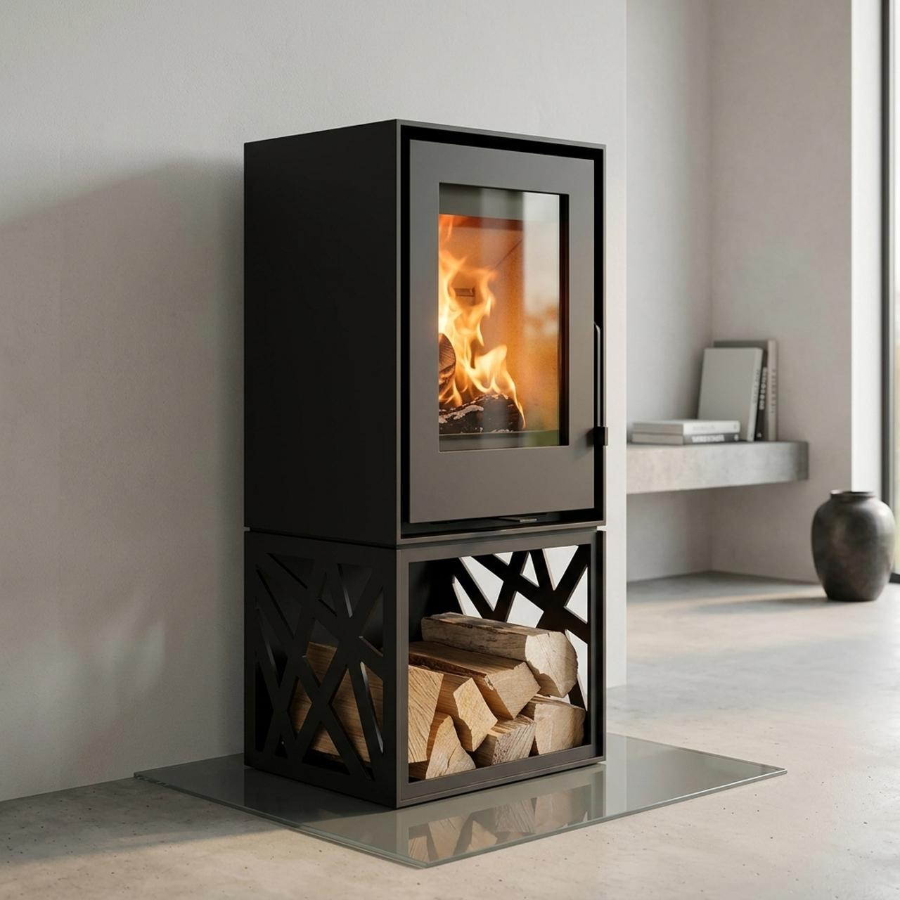 Kaminofen Trimline Woody Orbit mit 6,4 kW - Ausführung: mit Designsockel