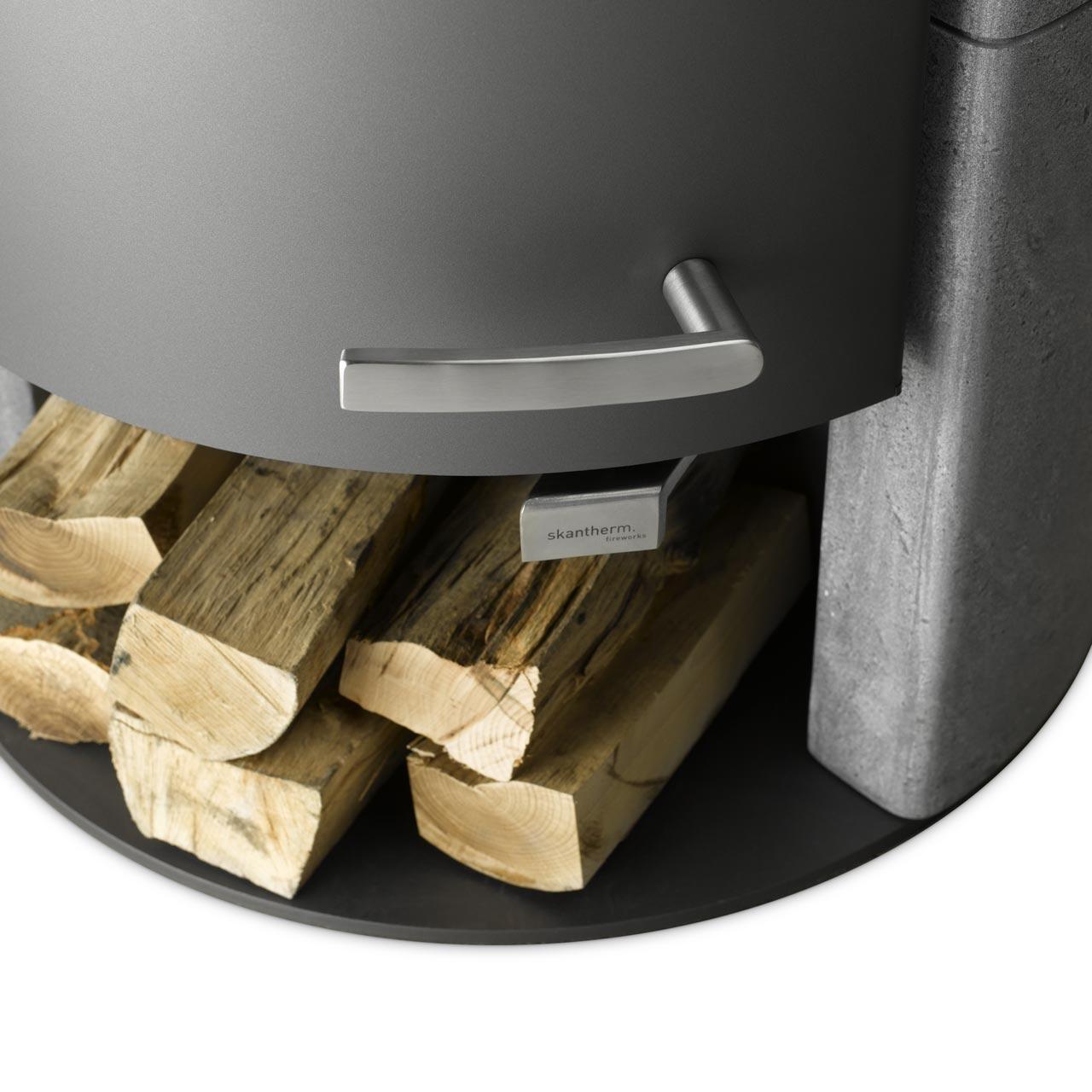 Kaminofen Skantherm Beo Speckstein 6 kW - Ausführung: Beo Speckstein RLA, Korpus Grau, Topplatte rund