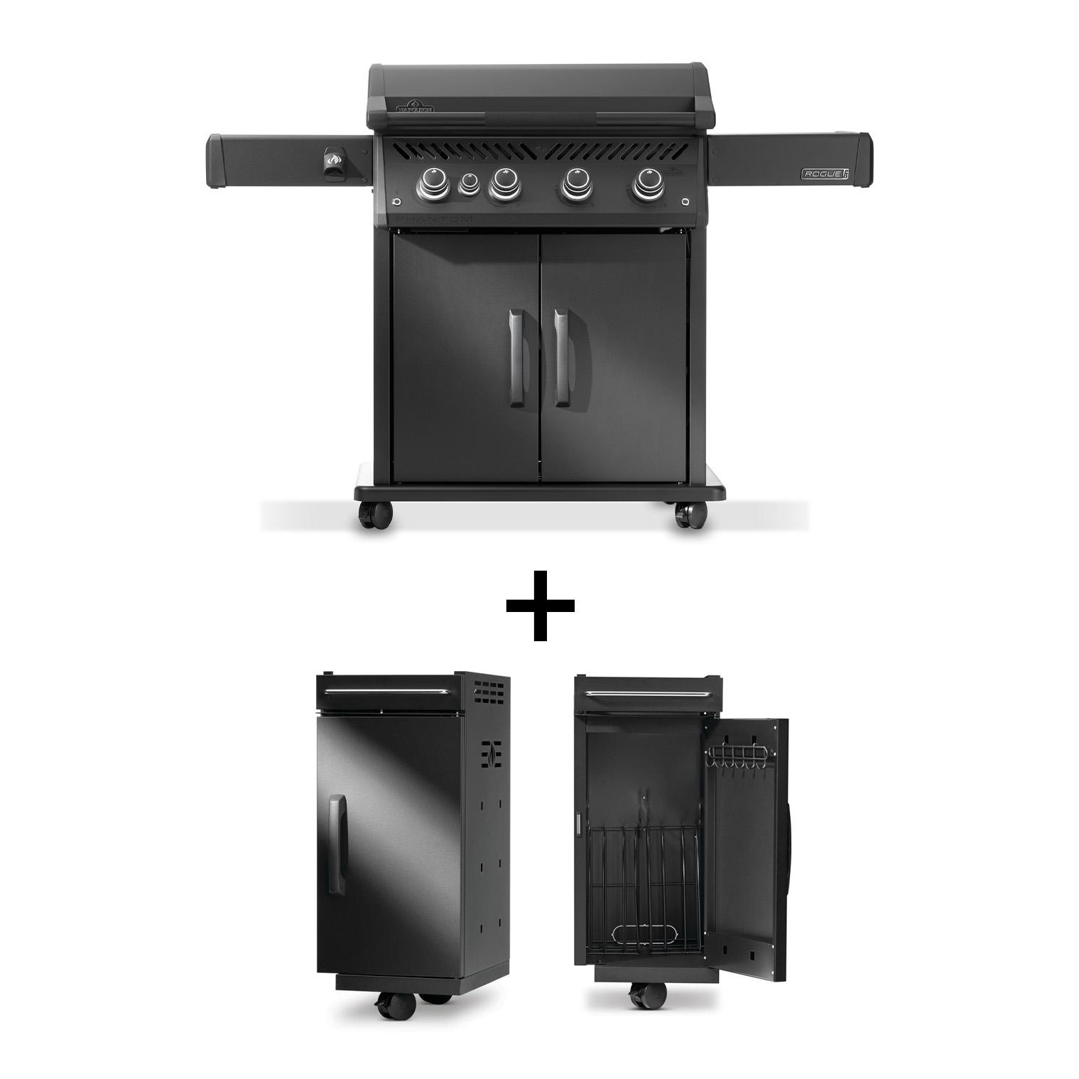 Gasgrill Napoleon Phantom Rogue PRO 30 mit Plancha und Sizzle Zone, mattschwarz Bundle inkl. 2 Unterschränken
