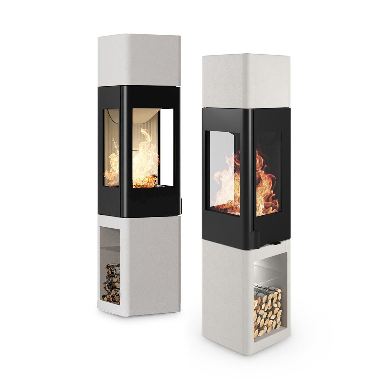Kaminofen Nordpeis YoU Colorado White High 6,6 kW - Ausführung: Nordpeis YoU Colorado White High, Thermotte Dark