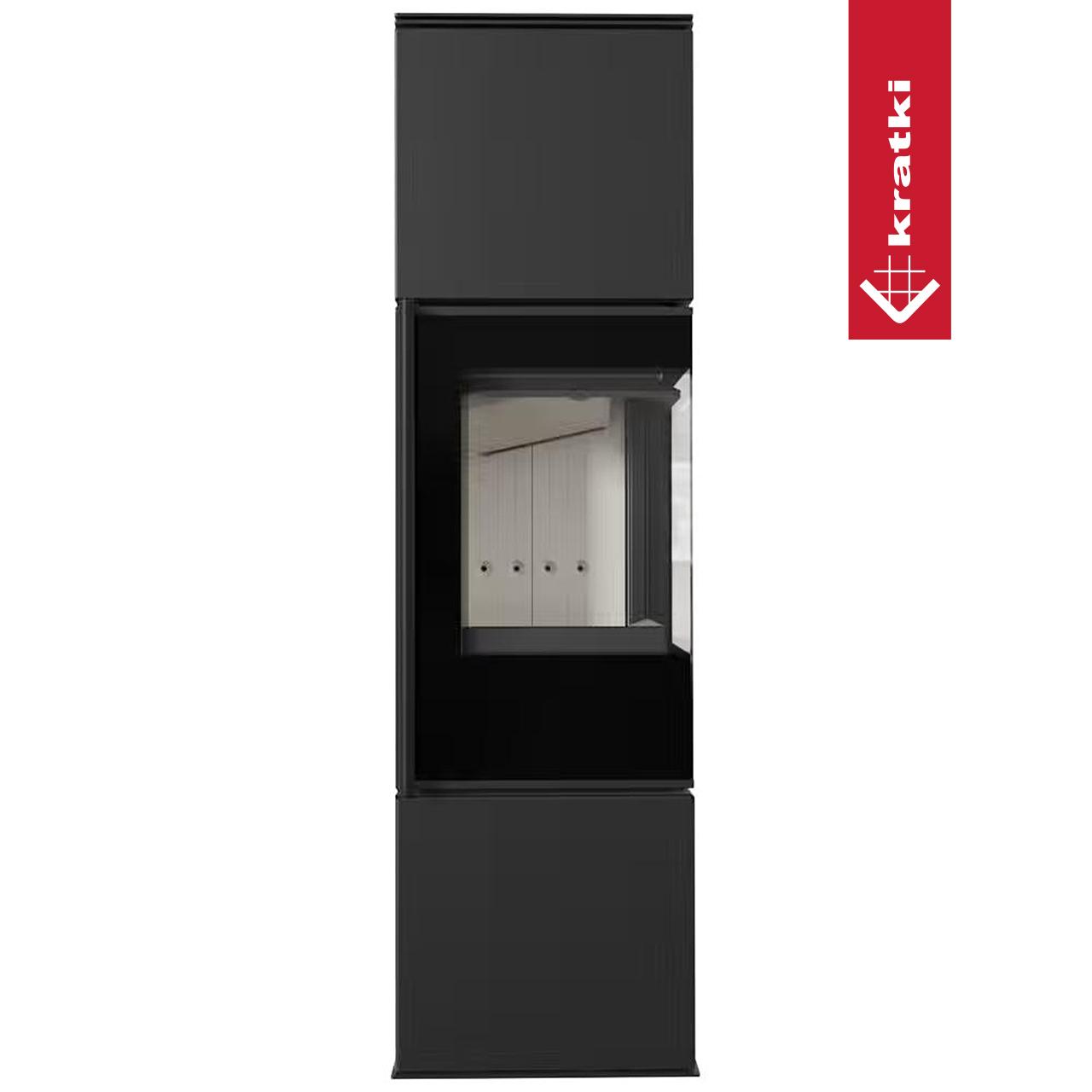 Kaminofen Kratki REN 7kW Größe M - Ausführung: Weiß - Version: Ecke rechts - Selbstschließung: ohne Türfeder