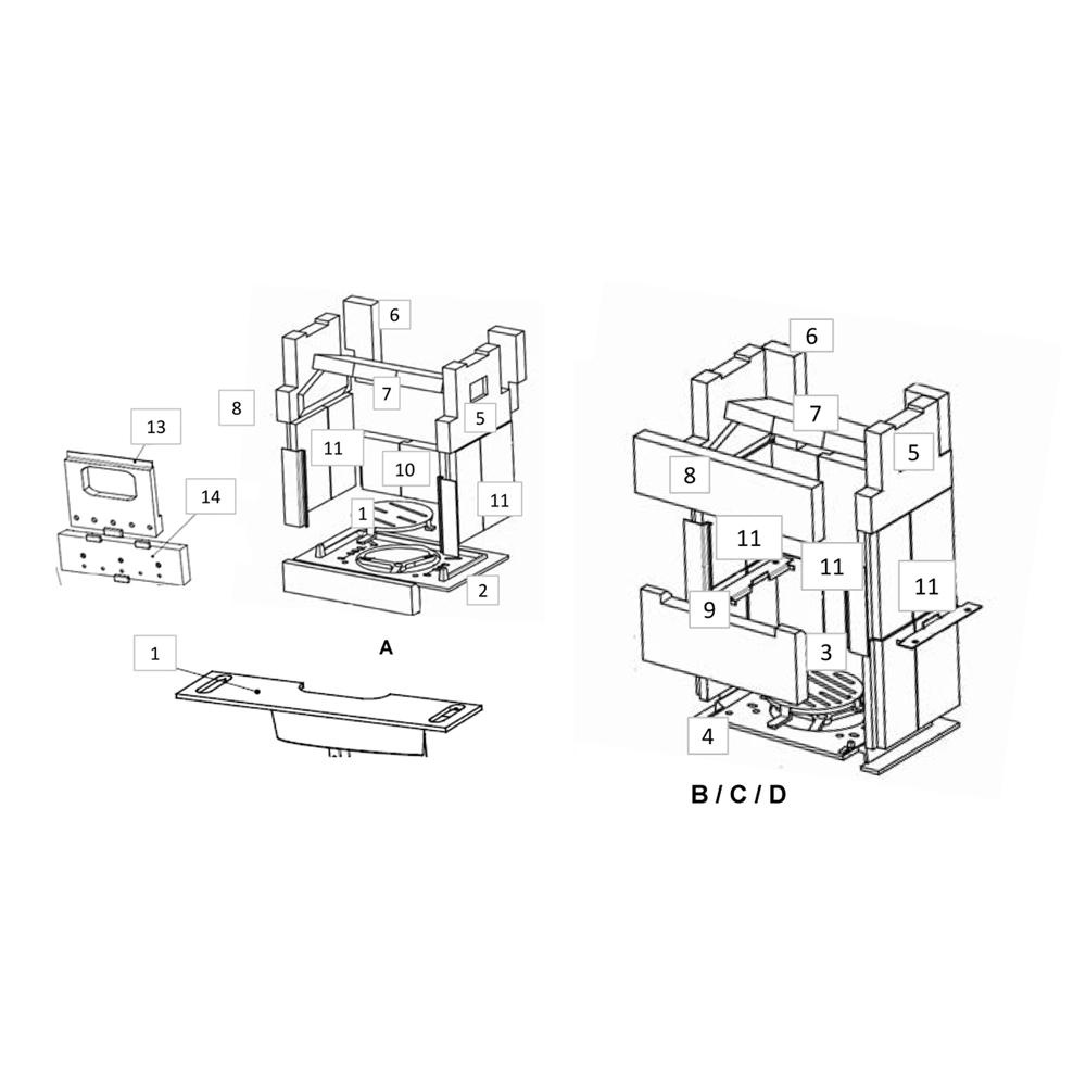 Feuerraumauskleidung Seitenstein Oben Wamsler Werkstattofen (117220)
