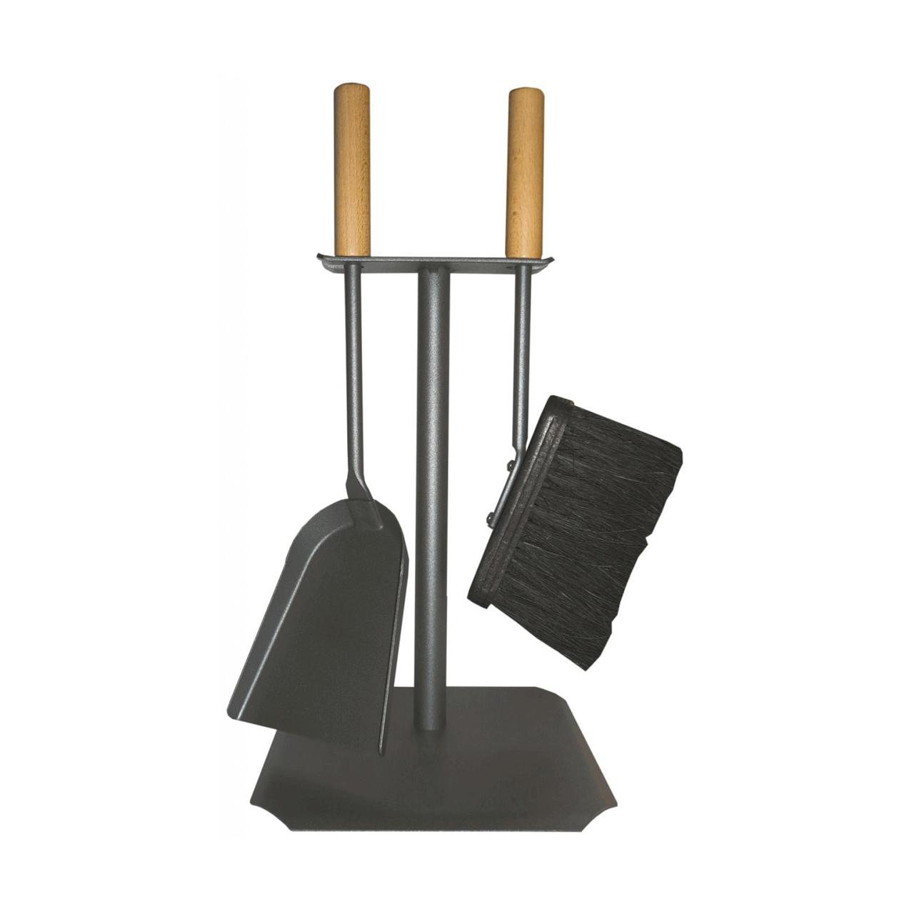 Kaminbesteck Lienbacher 2tlg. Anthrazit Griffe aus Buchenholz