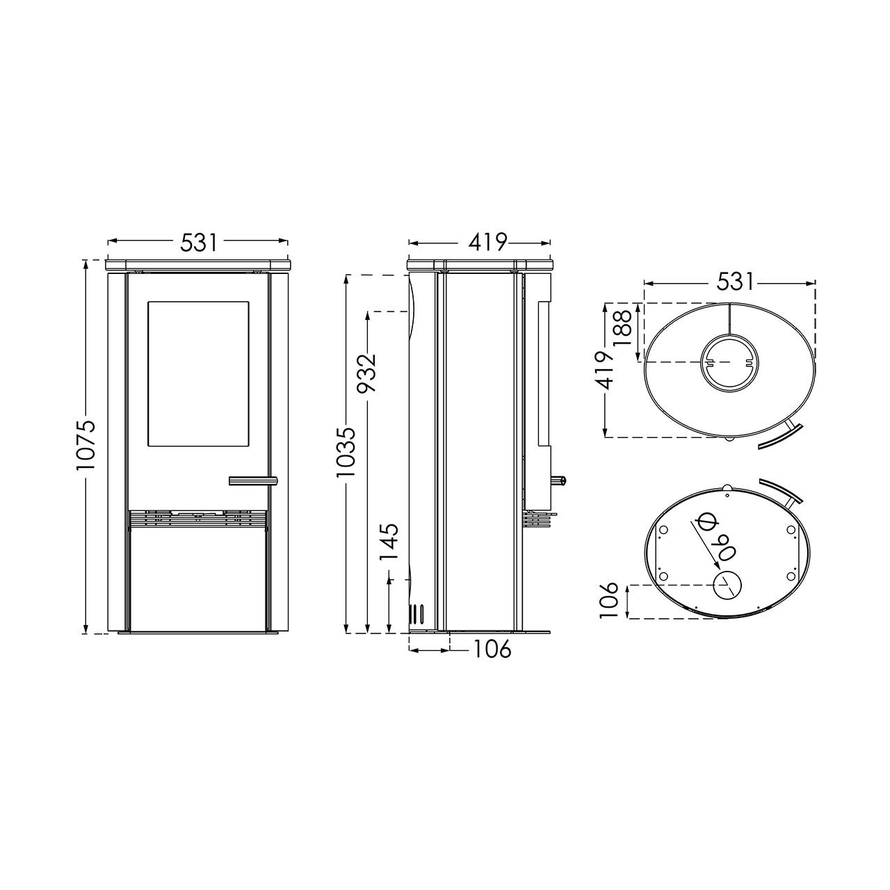 Kaminofen Termatech TT21RS Speckstein Classic 5 kW