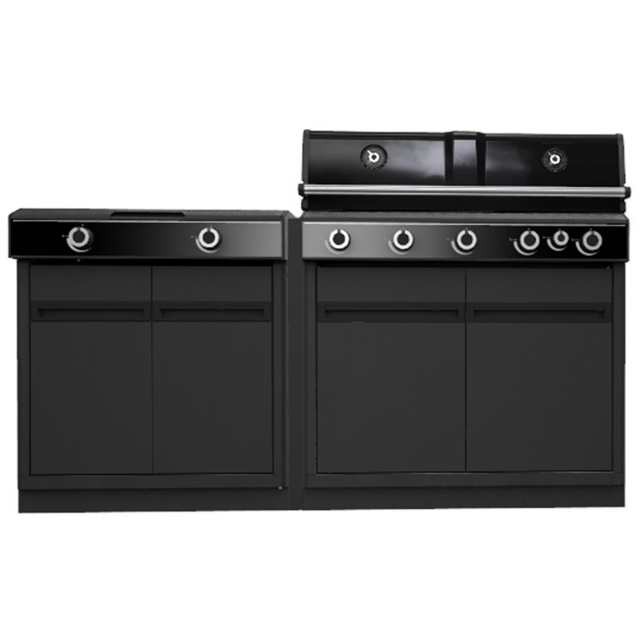 Outdoorchef Heat Outdoorküche X-515 RB K mit Blazing und Cooking Zone X-245 K: 5 Twin Burner, Heckbrenner und 900 °C Infrarotzone