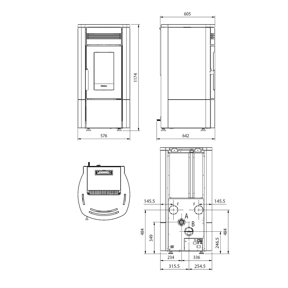 Pelletofen Extraflame Evolution Line Noris Plus mit 12 kW - Verkleidung: taupe matt